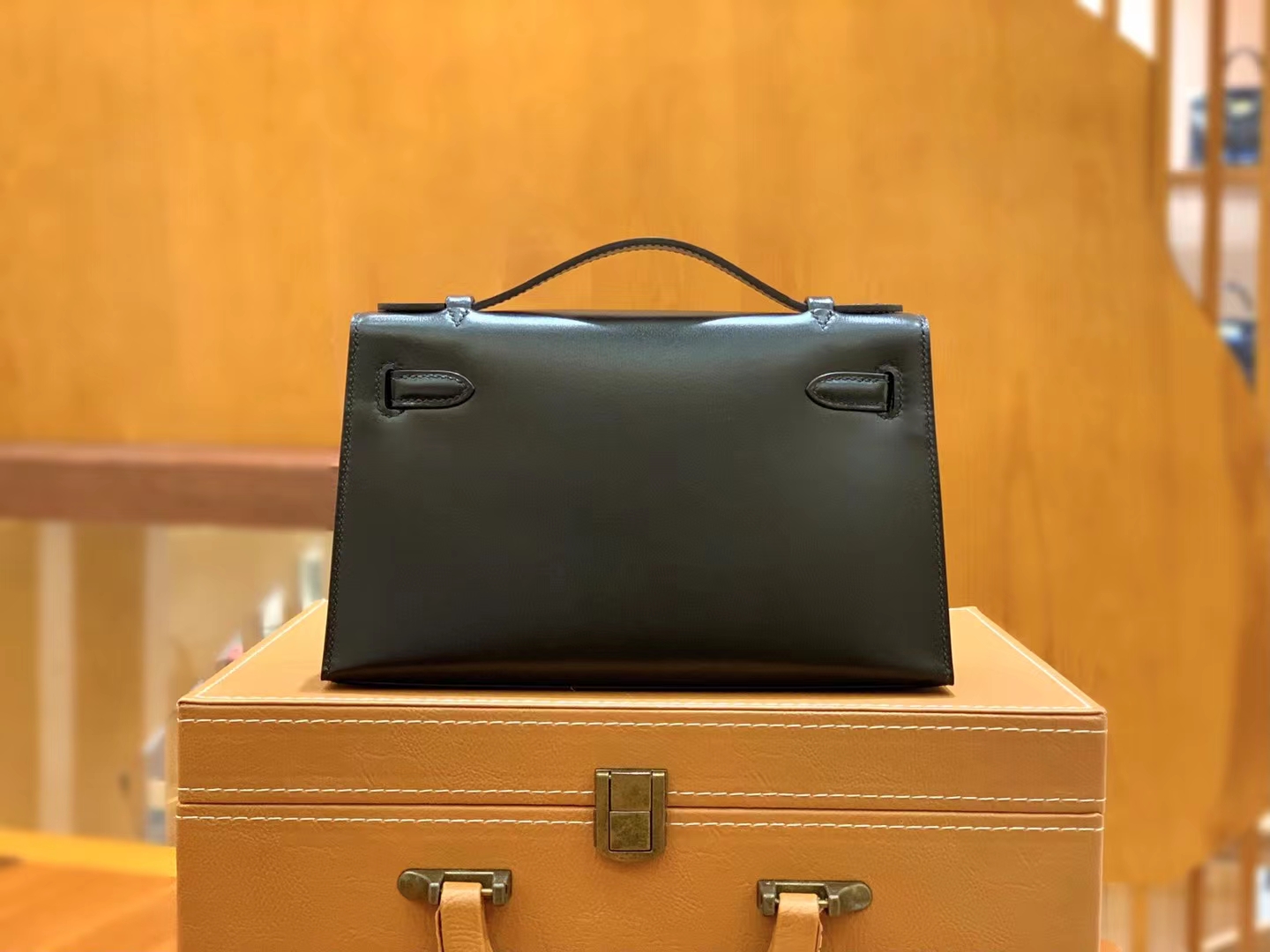 HERMES 爱马仕【现货】 Mini Kelly 一代 黑色CC89 Nior BOX 进口蜜蜡线 全手工制作