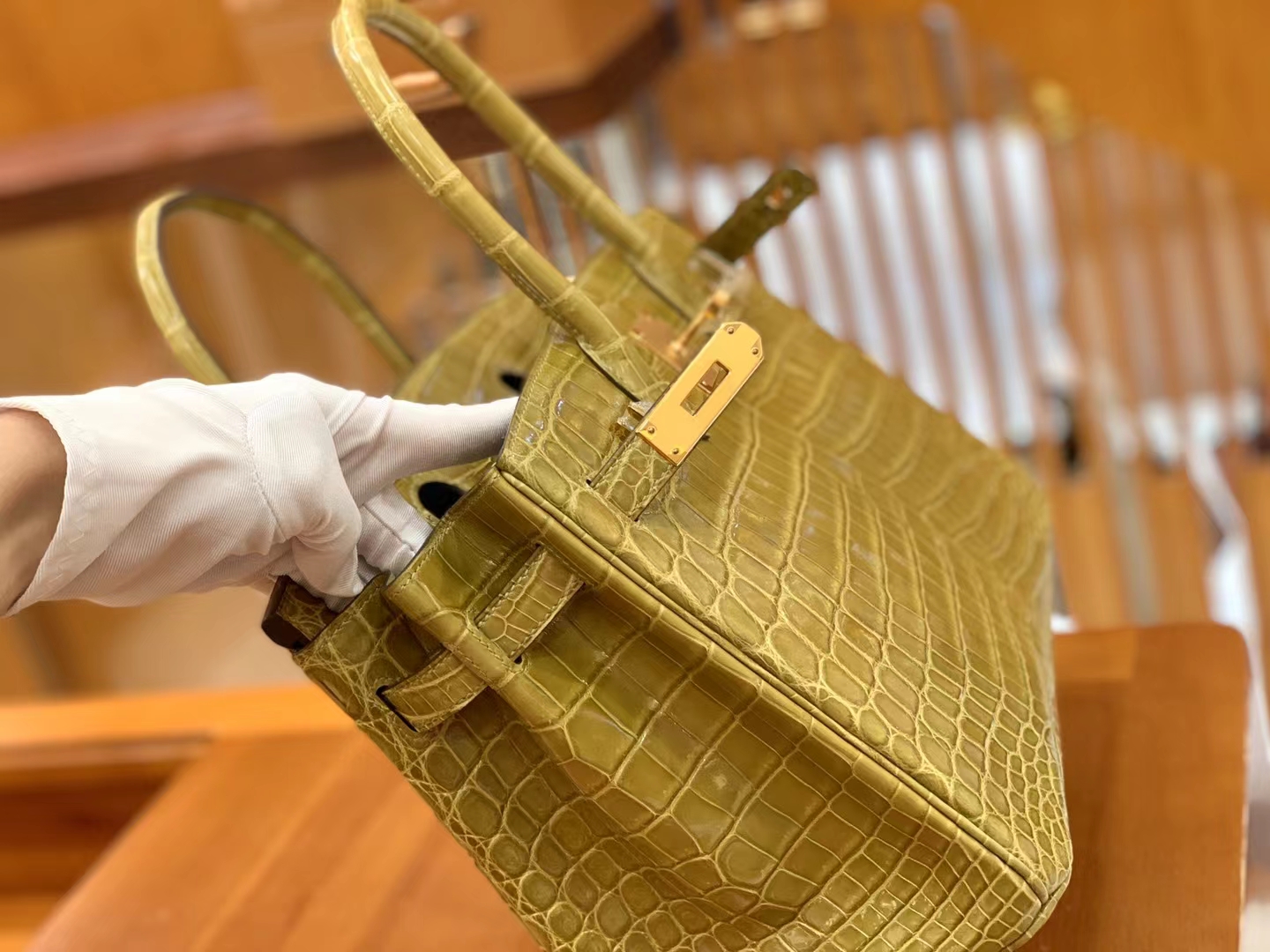 Hermes 爱马仕 Birkin 30cm 2C Curry咖喱黄 芥黄 一级进口尼罗鳄“••” 金扣 进口蜜蜡线 全手工制作
