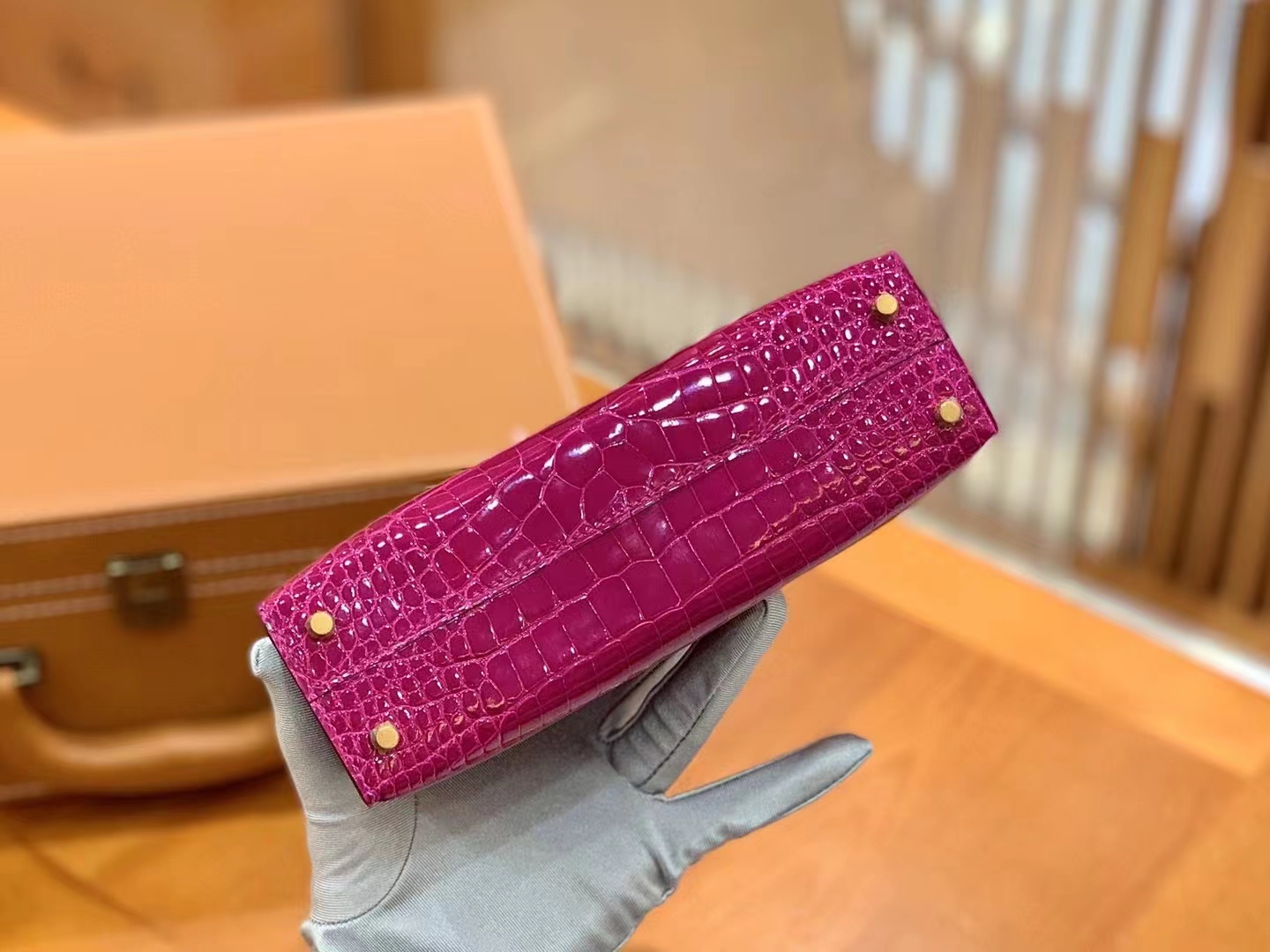爱马仕 Hermes Mini kelly 二代 天方夜谭紫J5 Rose Sheherazade 一级进口美洲鳄 金扣 进口蜜蜡线 全手工制作
