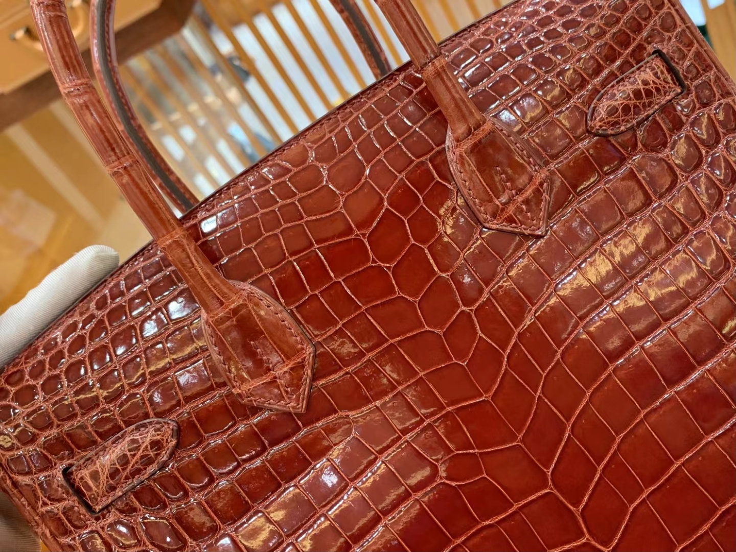 Hermes 爱马仕 Birkin 30cm 28 Caramel 焦糖棕 一级进口尼罗鳄“••” 金扣 进口蜜蜡线 全手工制作