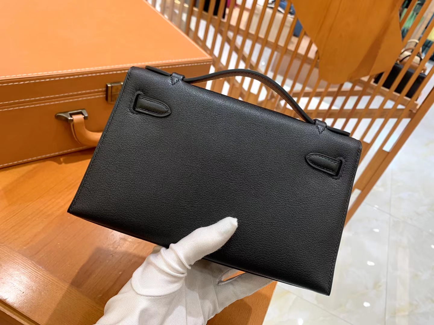 HERMES 爱马仕【现货】 Mini Kelly 一代 黑色CC89 Nior togo 进口蜜蜡线 全手工制作