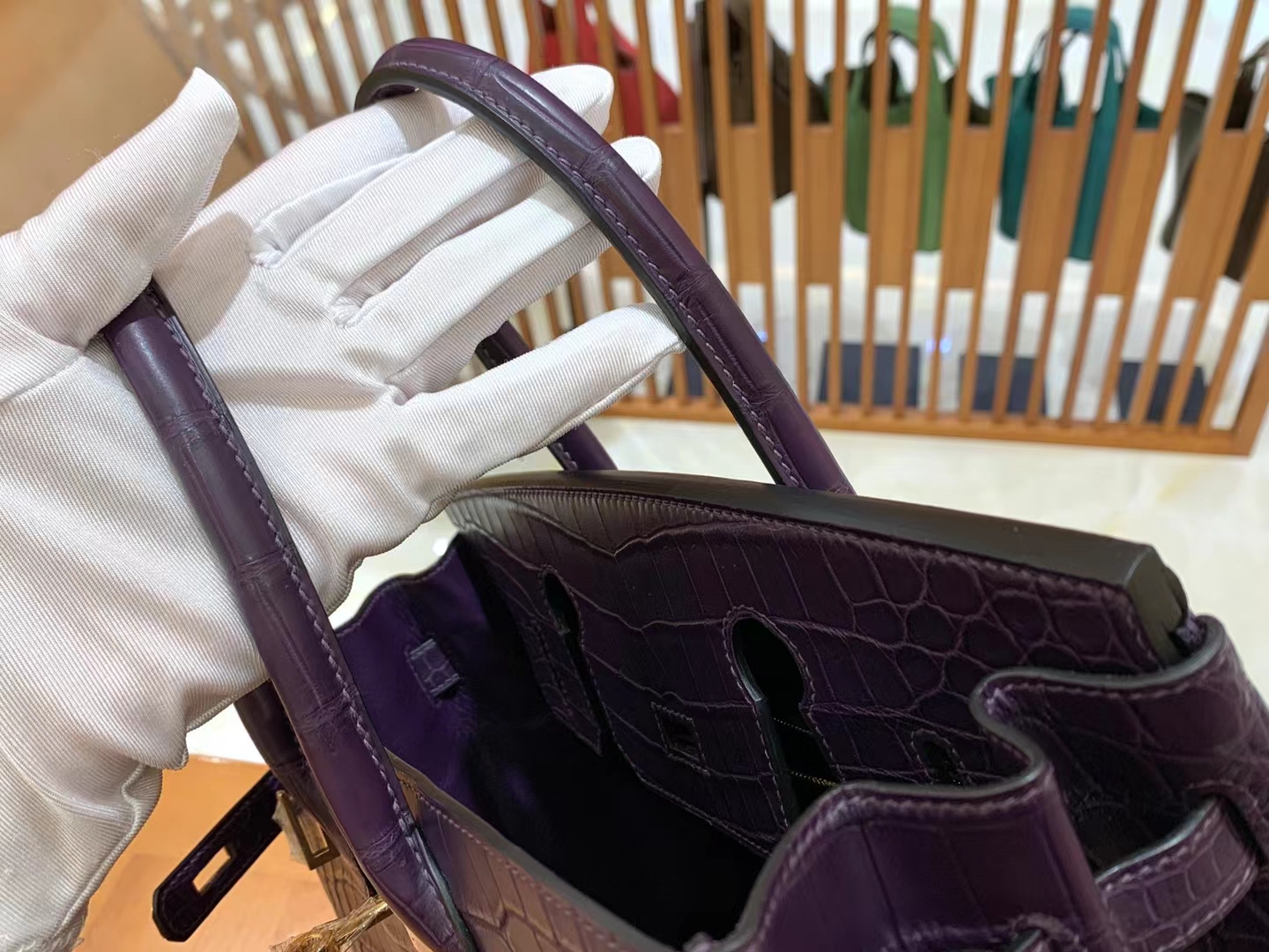 Hermes 爱马仕 Birkin 30cm 9G Amethyst 水晶紫 一级进口尼罗鳄“••” 金扣 进口蜜蜡线 全手工制作