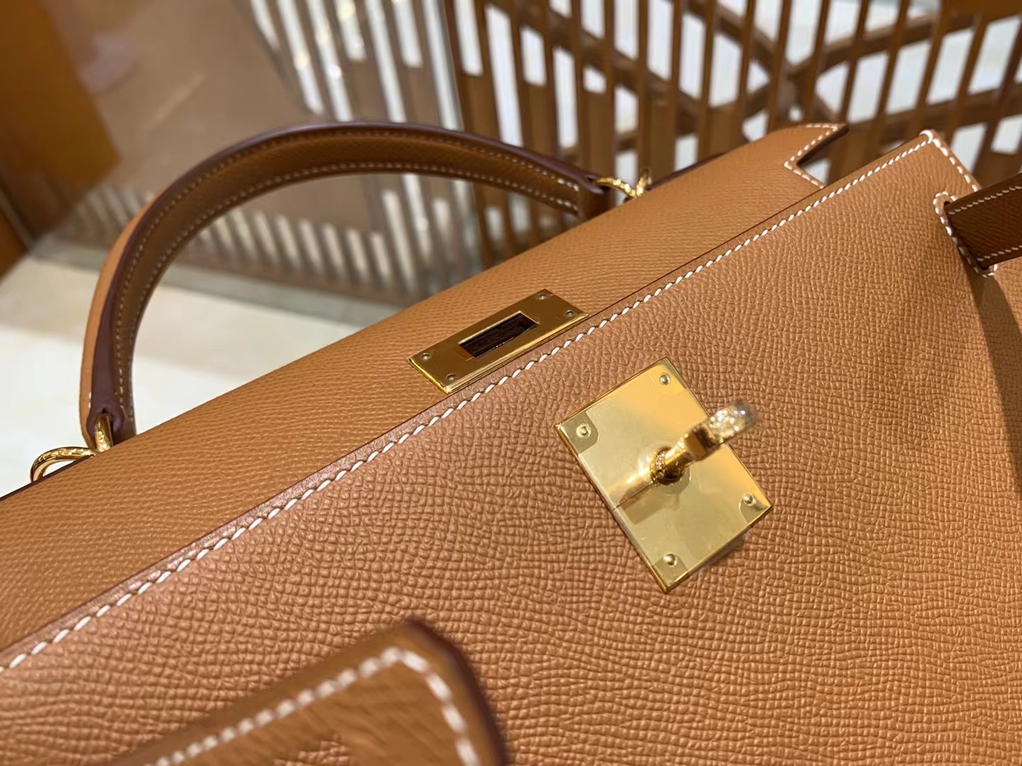 HERMES 爱马仕 kelly 28 Epsom CK37金棕色