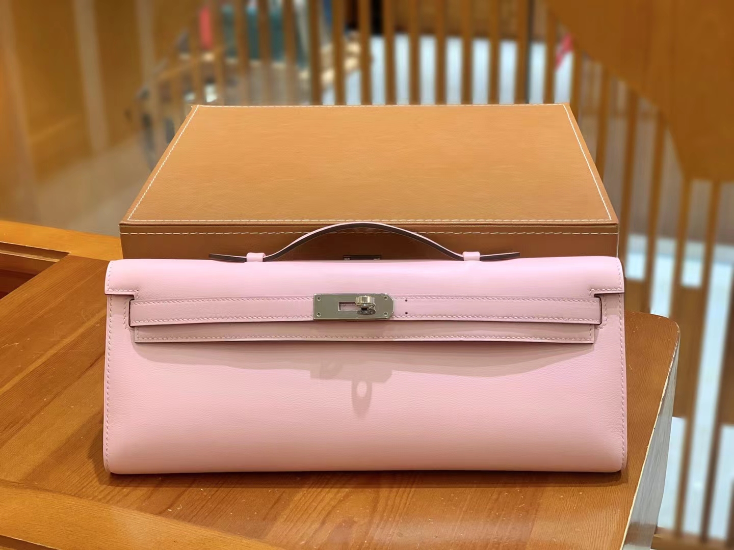 HERMES 爱马仕 Kelly cut 3Q粉 银扣 进口Swift皮 进口蜜蜡线 全手工制作