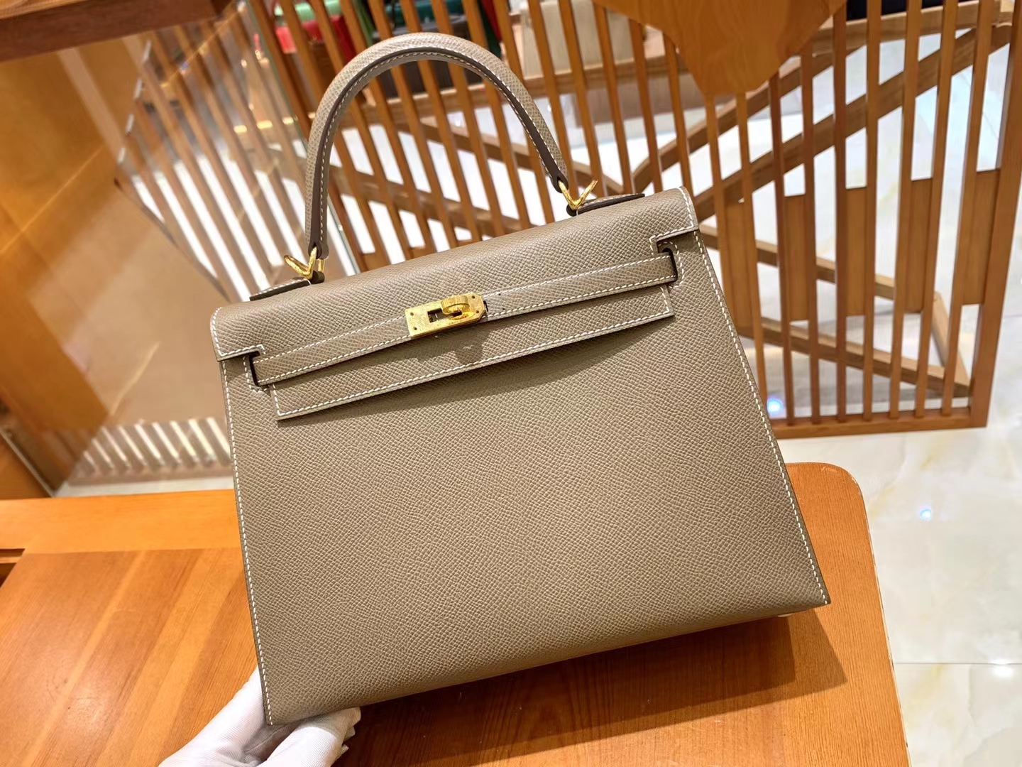 HERMES 爱马仕 kelly 25 Epsom 8C Gri Elephant 大象灰