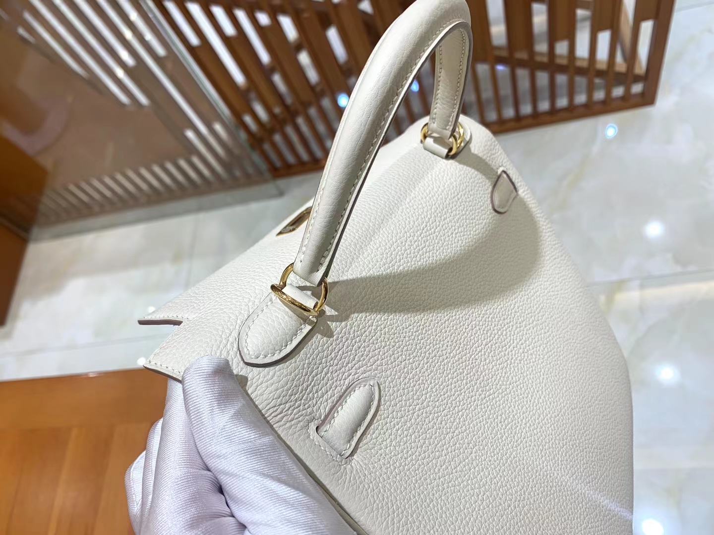 HERMES 爱马仕 kelly 25 Togo Craie 10 奶昔白