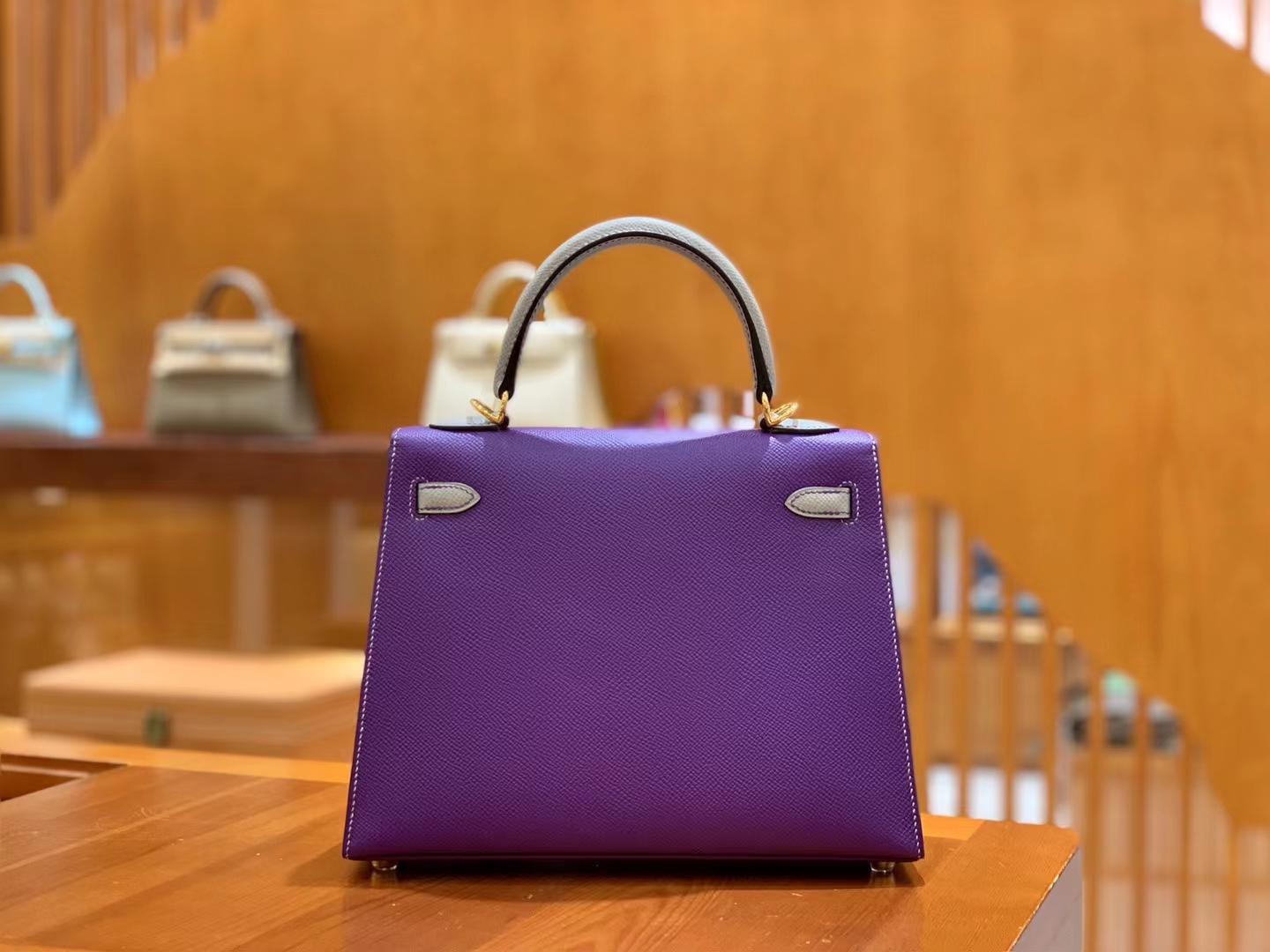 HERMES 爱马仕 kelly 25 Epsom 4Z 海鸥灰 9W 梦幻紫