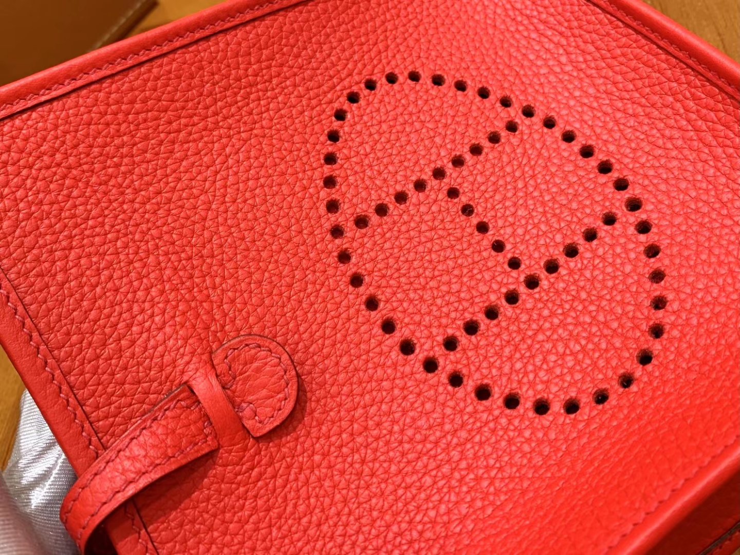 HERMES 爱马仕 伊芙琳17cm S3 爱心红 进口TC大牛皮 金扣 进口蜜蜡线 全手工制作