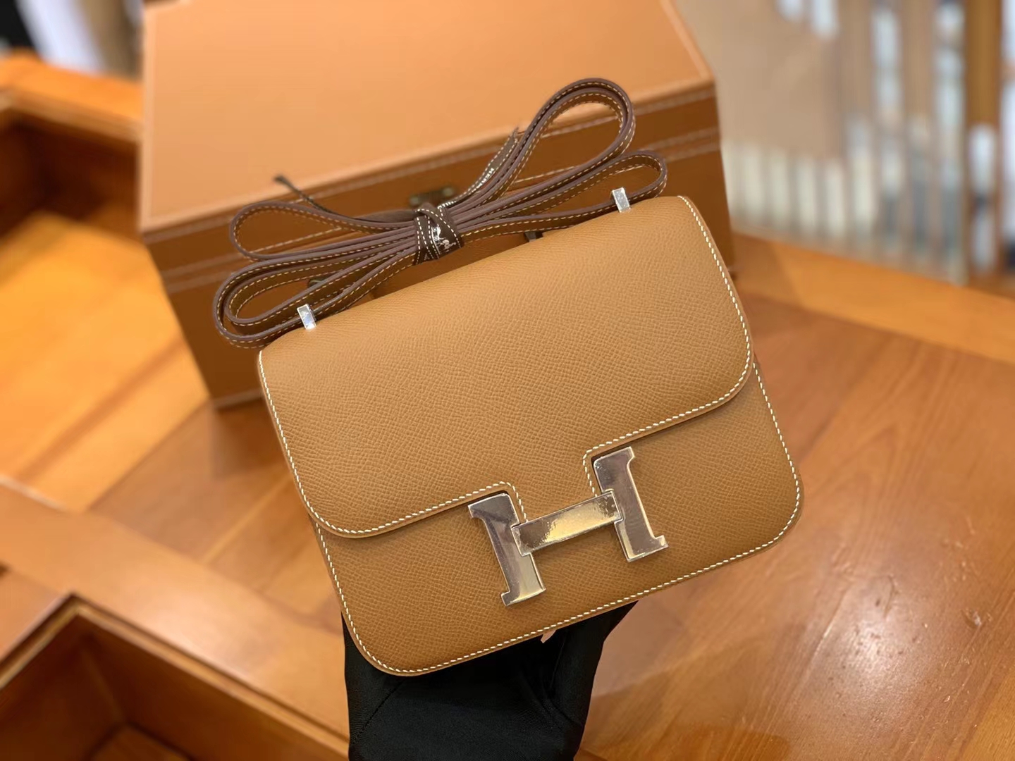 HERMES 爱马仕 Constance 康康 Epsom CK37 金棕色 19cm