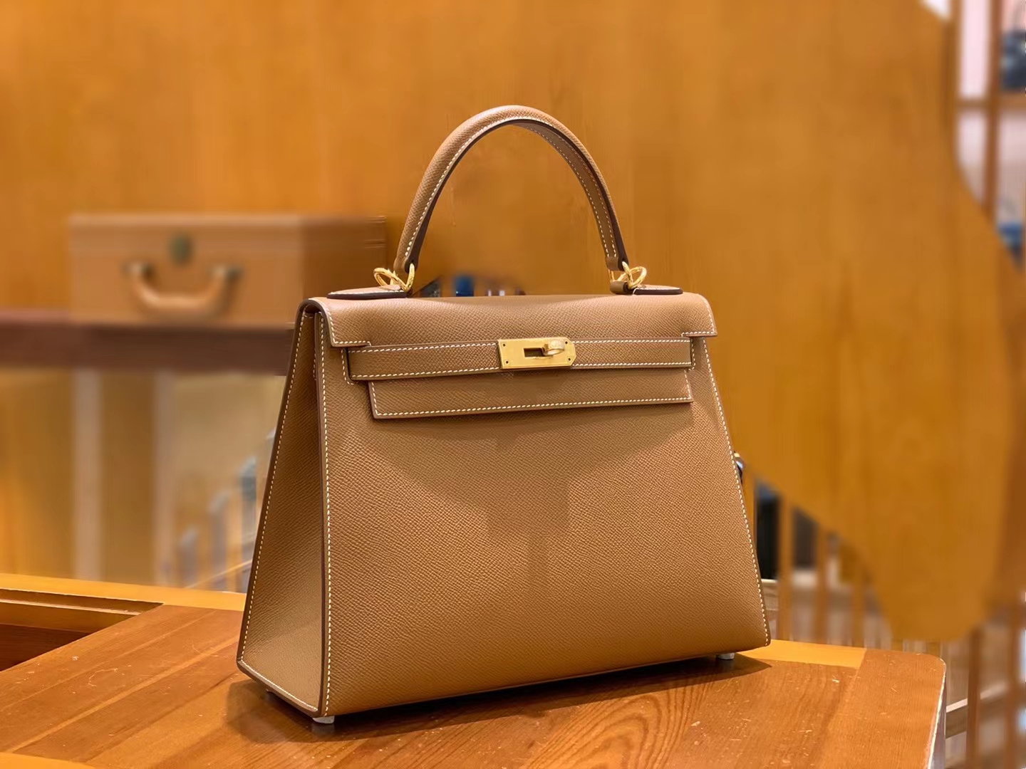 HERMES 爱马仕 kelly 28 Epsom CK37金棕色