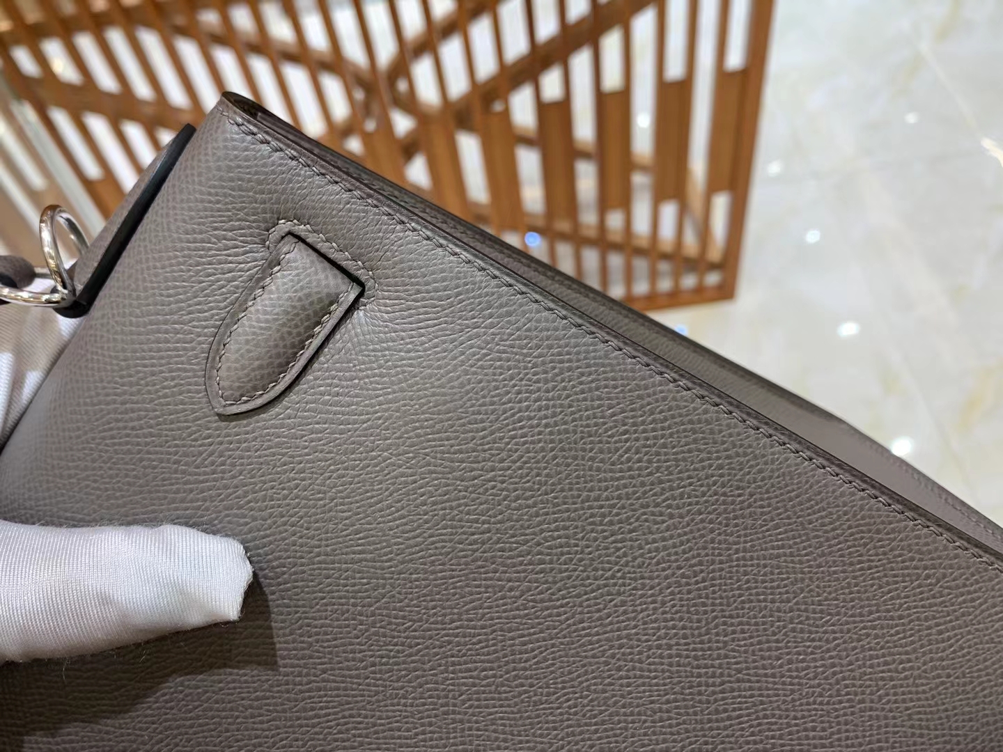 HERMES 爱马仕 kelly 28 Epsom 8F Etain 锡器灰