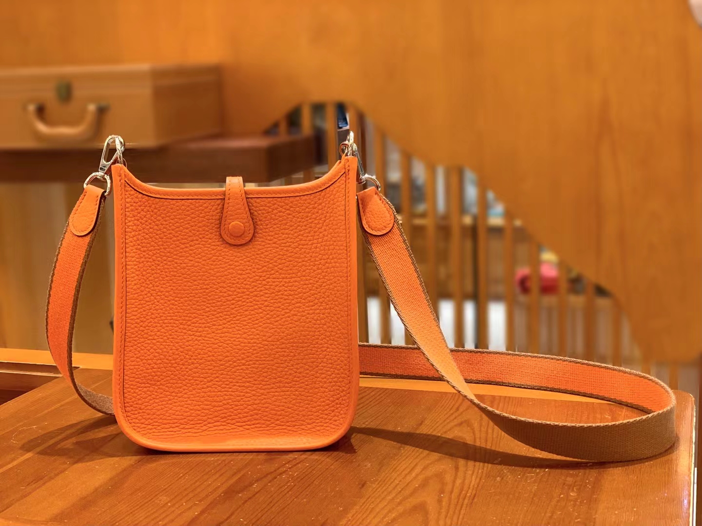HERMES 爱马仕 伊芙琳17cm 9T 火焰橙 进口TC大牛皮 银扣 进口蜜蜡线 全手工制作