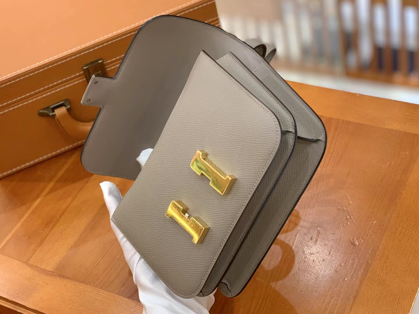 HERMES 爱马仕  Constance 康康 Epsom M8 Gris Asphalte 沥青灰 金扣 19cm