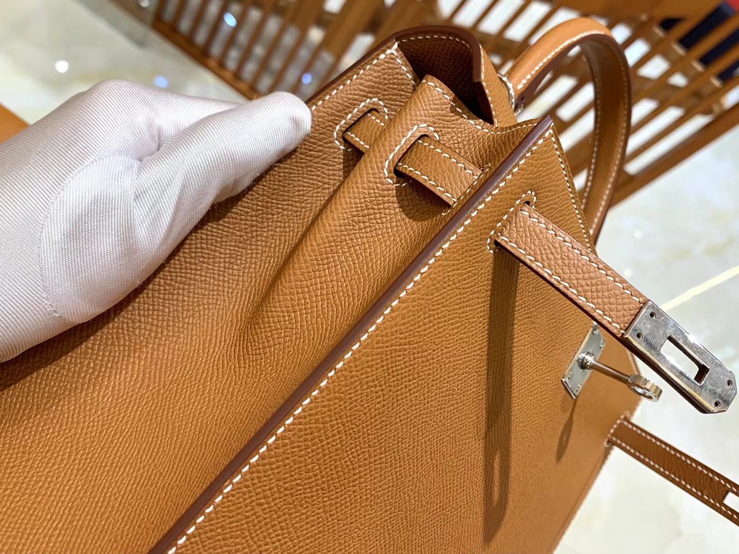 HERMES 爱马仕 kelly 25 Epsom CK37 金棕色