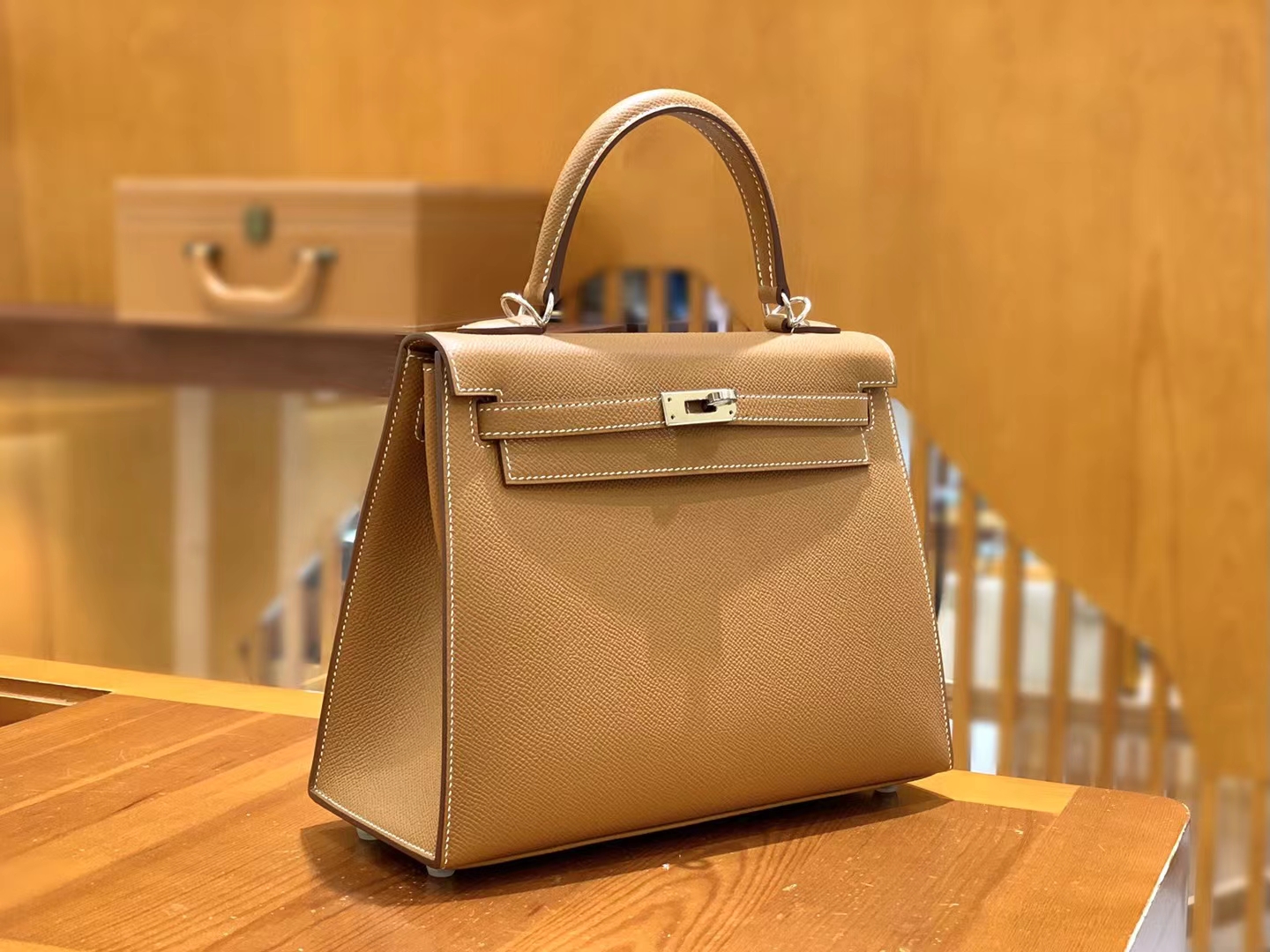 HERMES 爱马仕 kelly 25 Epsom CK37 金棕色