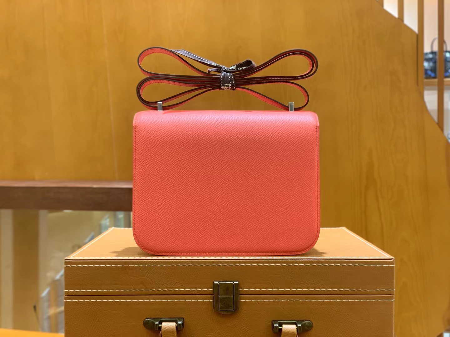HERMES 爱马仕  Constance 康康 Epsom Q5 Rouge Casaque 德克萨斯粉 金扣 19cm