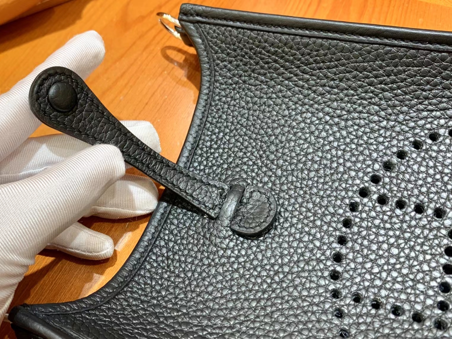HERMES 爱马仕伊芙琳17cm CC89 经典黑进口TC大牛皮银扣进口蜜蜡线全 