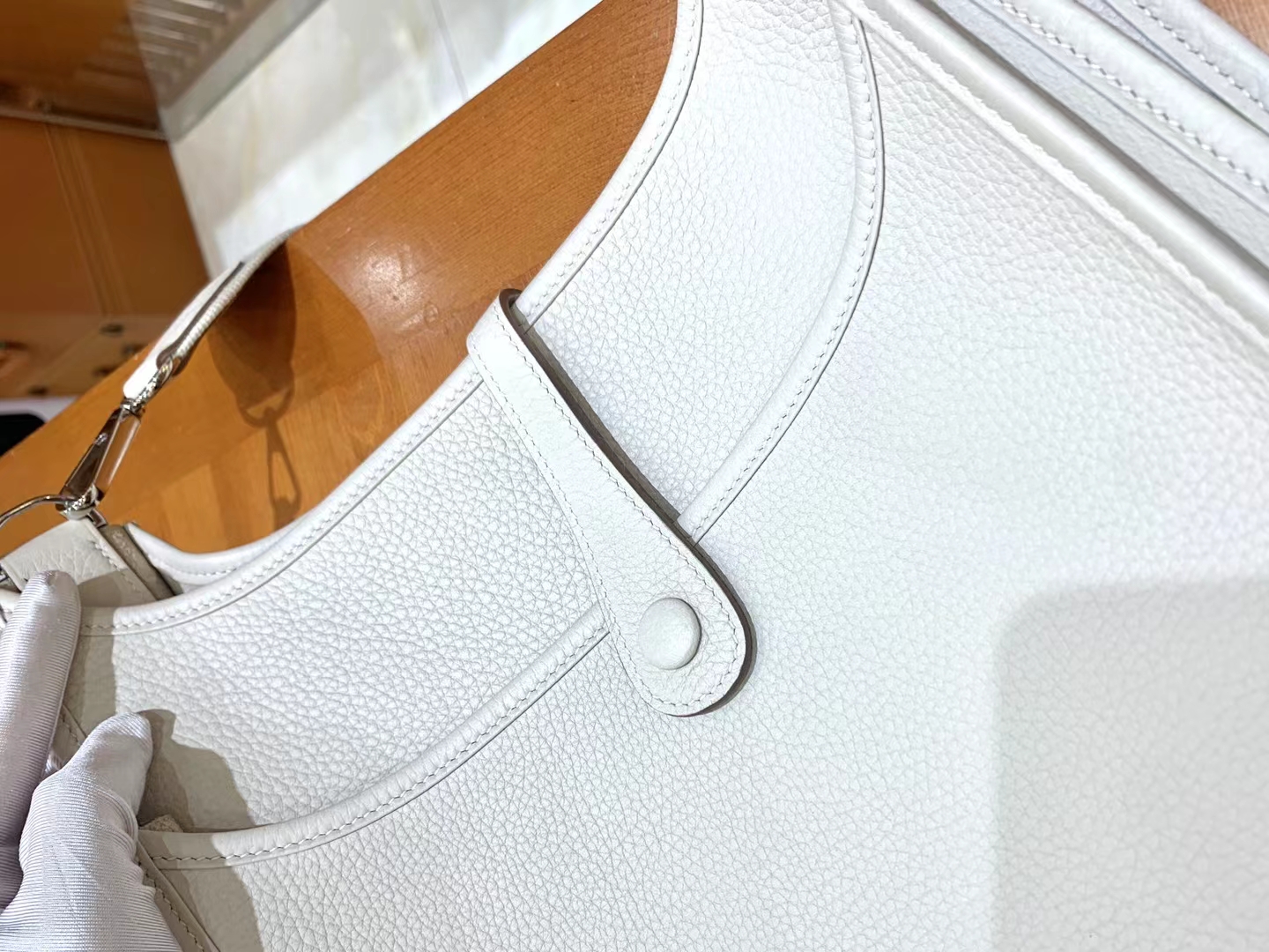 HERMES 爱马仕 Evelyne 29CM 伊芙琳 Togo Craie 10 奶昔白 进口蜜蜡线 全手工制作