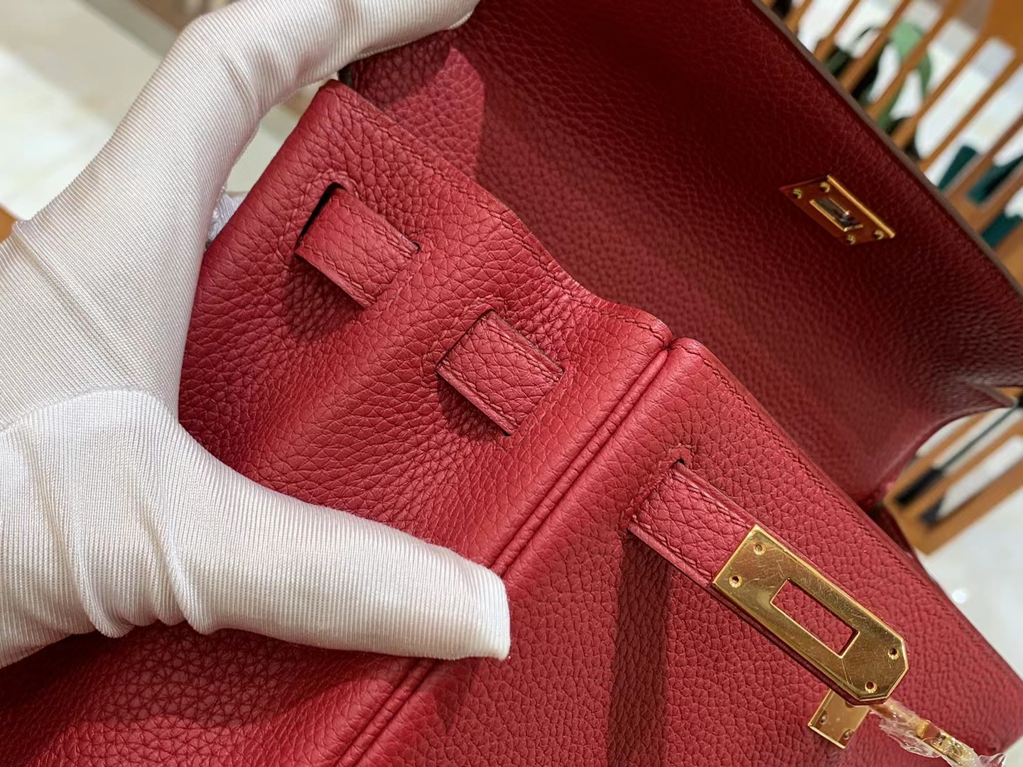 HERMES 爱马仕 kelly 25 Togo K1 Rouge Grenat 石榴红