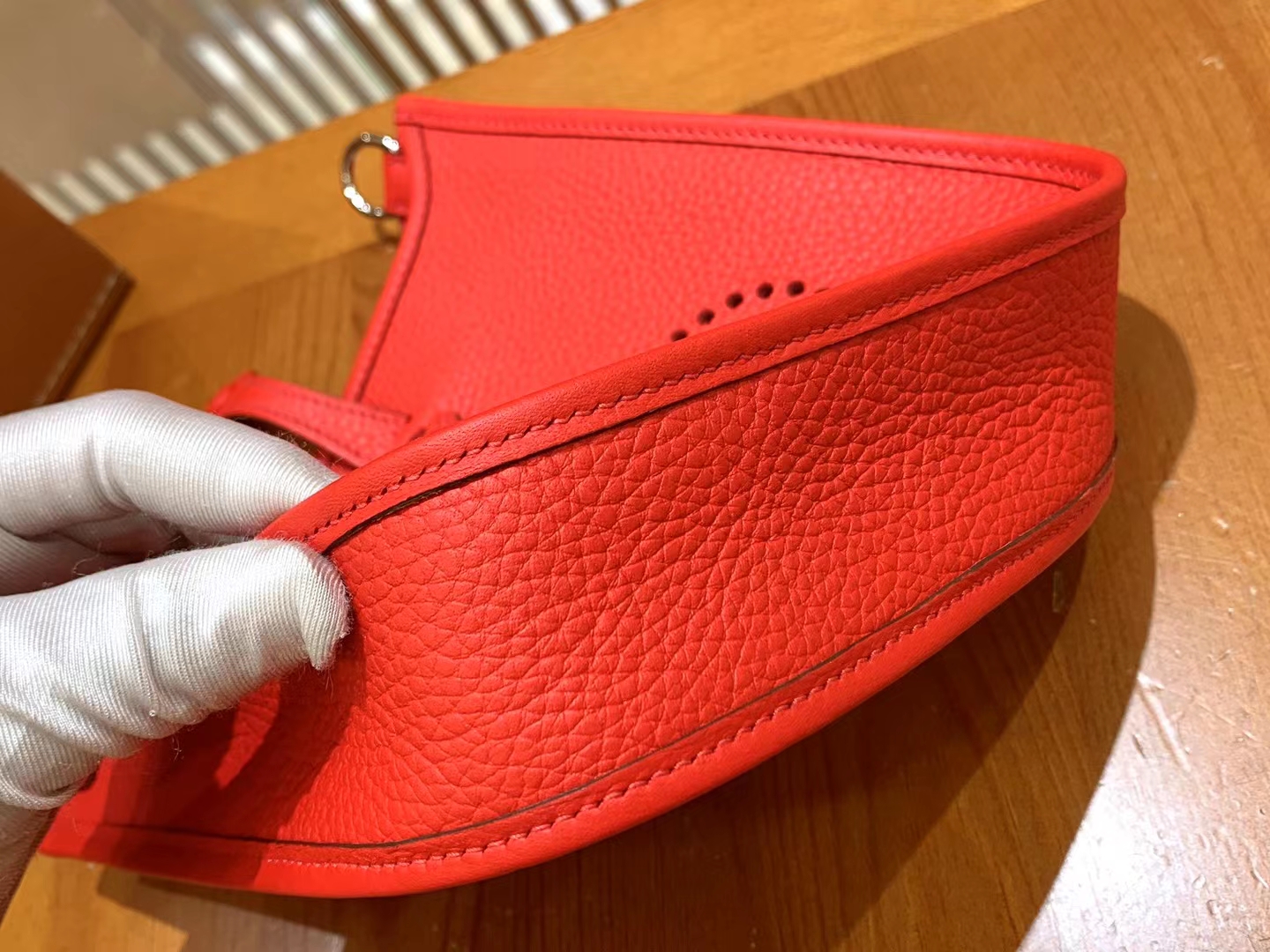 HERMES 爱马仕 伊芙琳17cm S3 爱心红 进口TC大牛皮 金扣 进口蜜蜡线 全手工制作