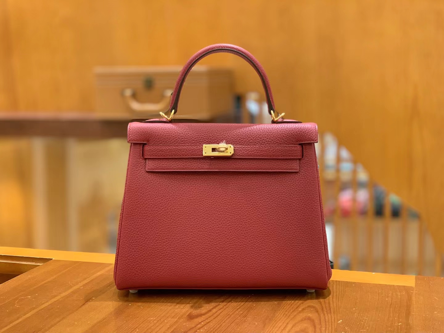 HERMES 爱马仕 kelly 25 Togo K1 Rouge Grenat 石榴红