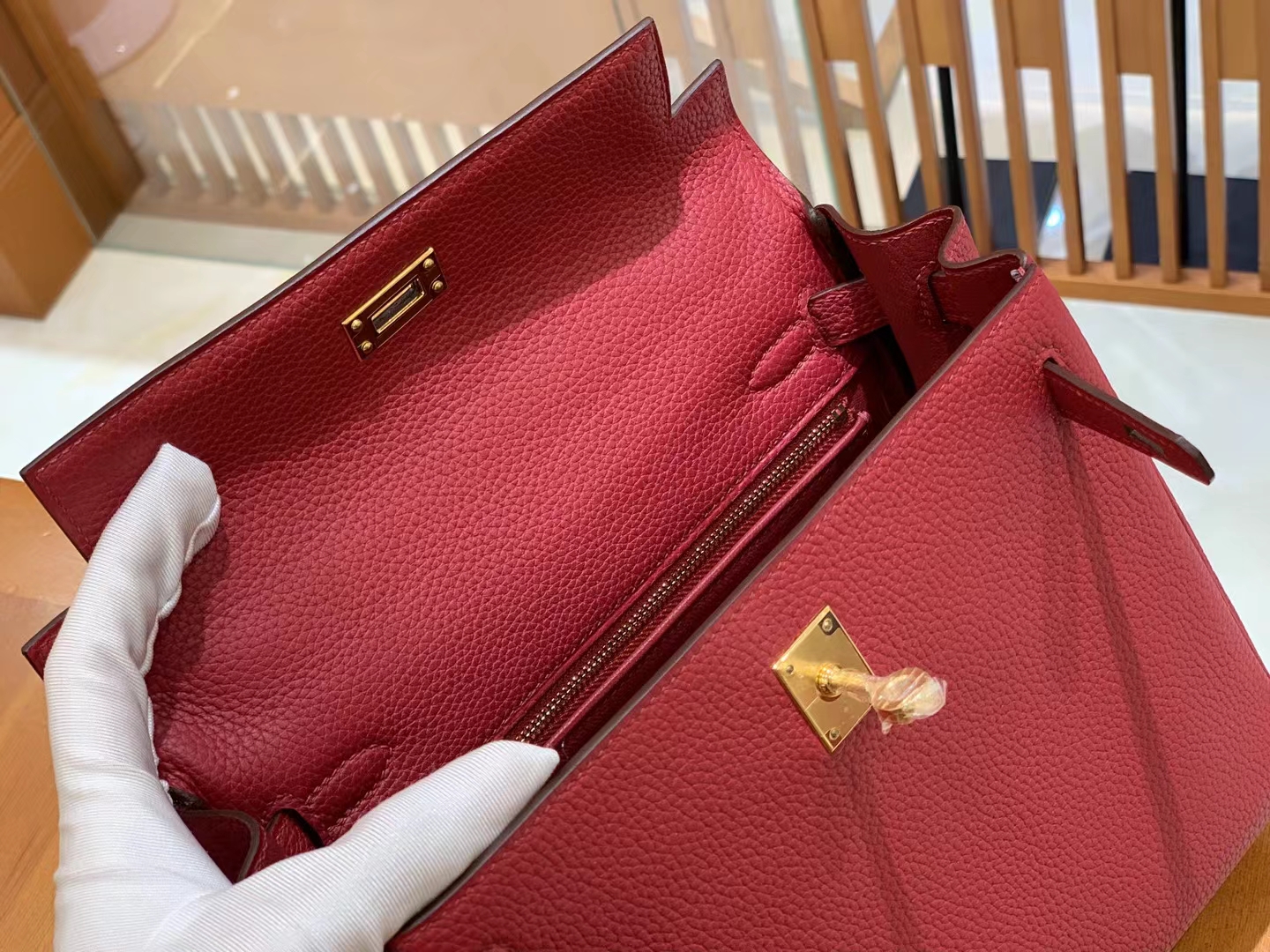 HERMES 爱马仕 kelly 25 Togo K1 Rouge Grenat 石榴红