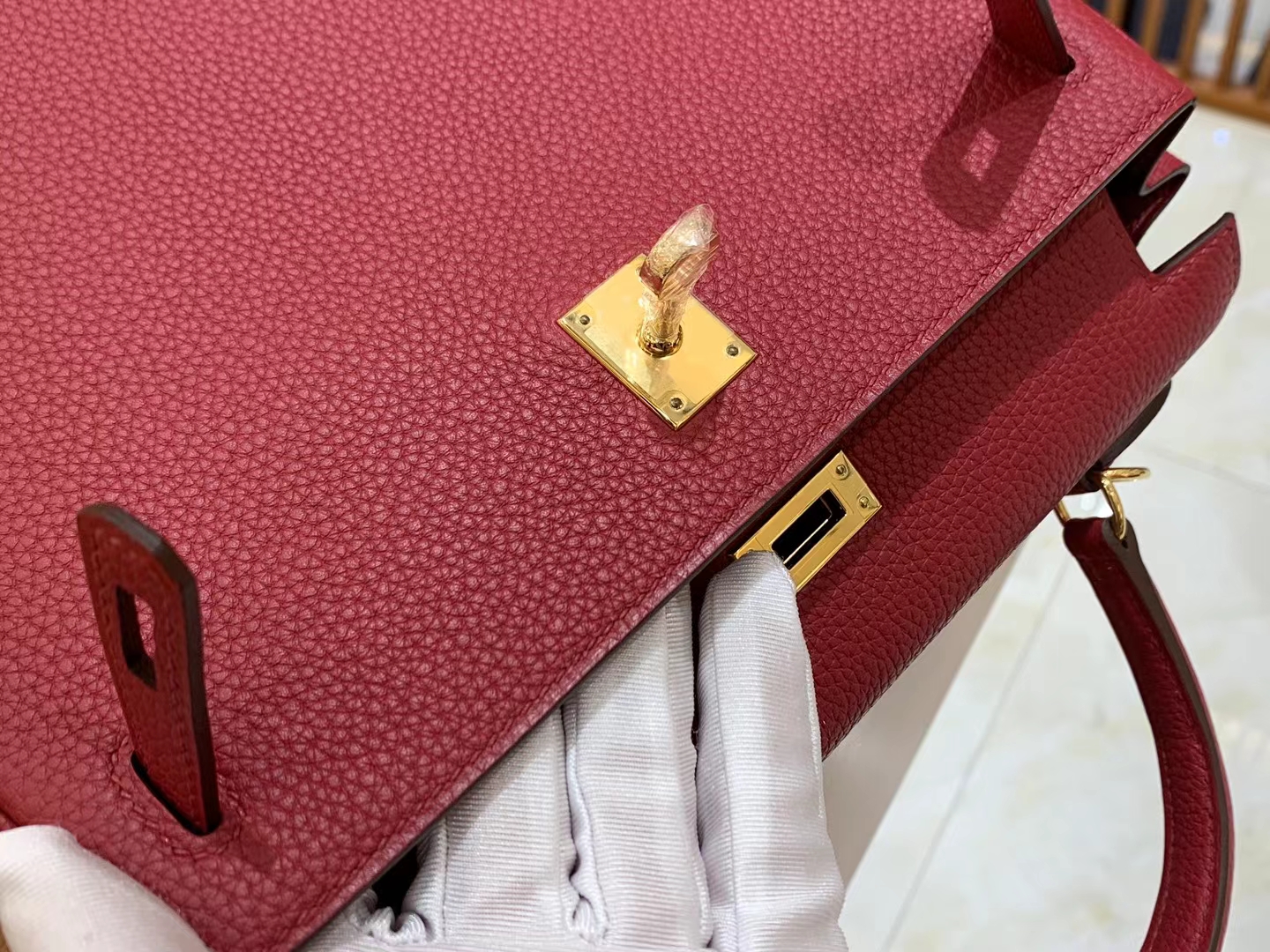 HERMES 爱马仕 kelly 25 Togo K1 Rouge Grenat 石榴红
