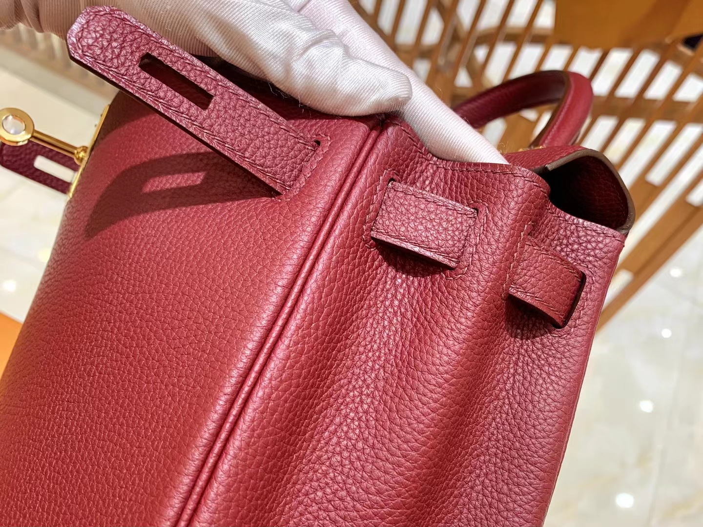 HERMES 爱马仕 kelly 25 Togo F5 Bourgogne酒红色