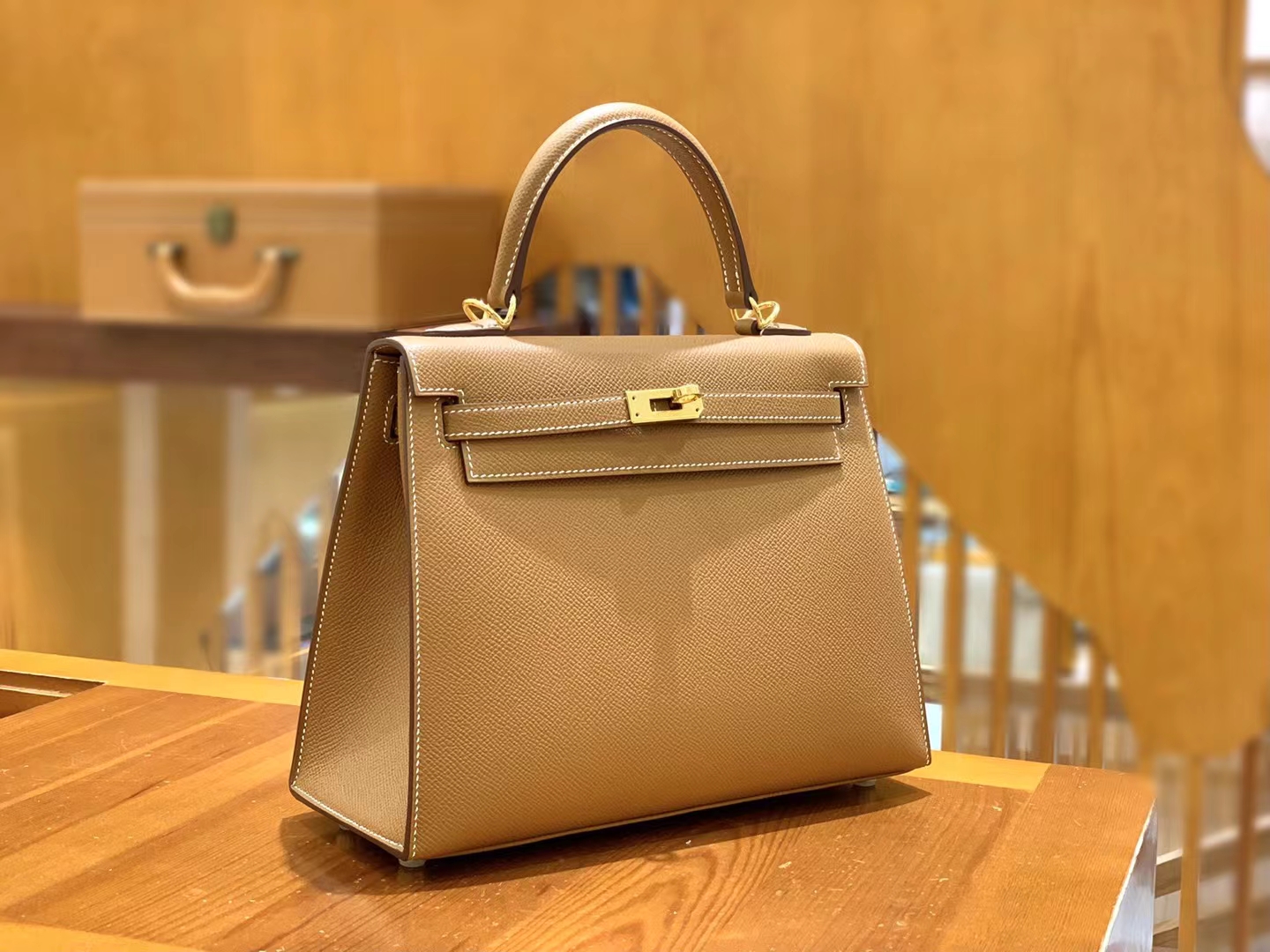 HERMES 爱马仕 kelly 25 Epsom CK37 金棕色