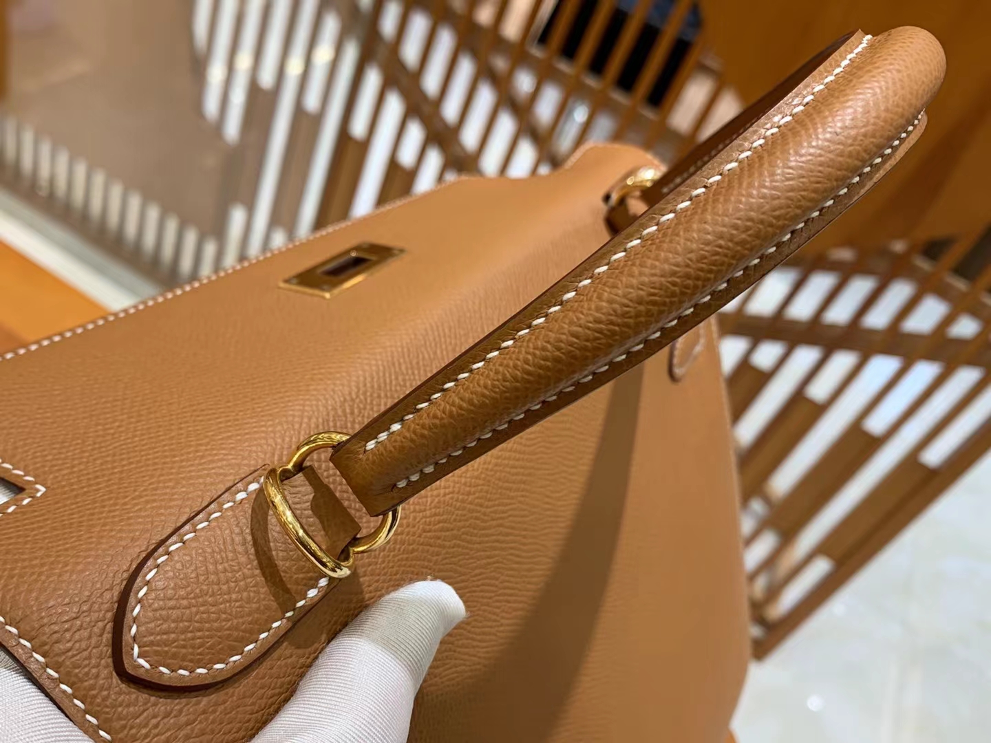HERMES 爱马仕 kelly 28 Epsom CK37金棕色