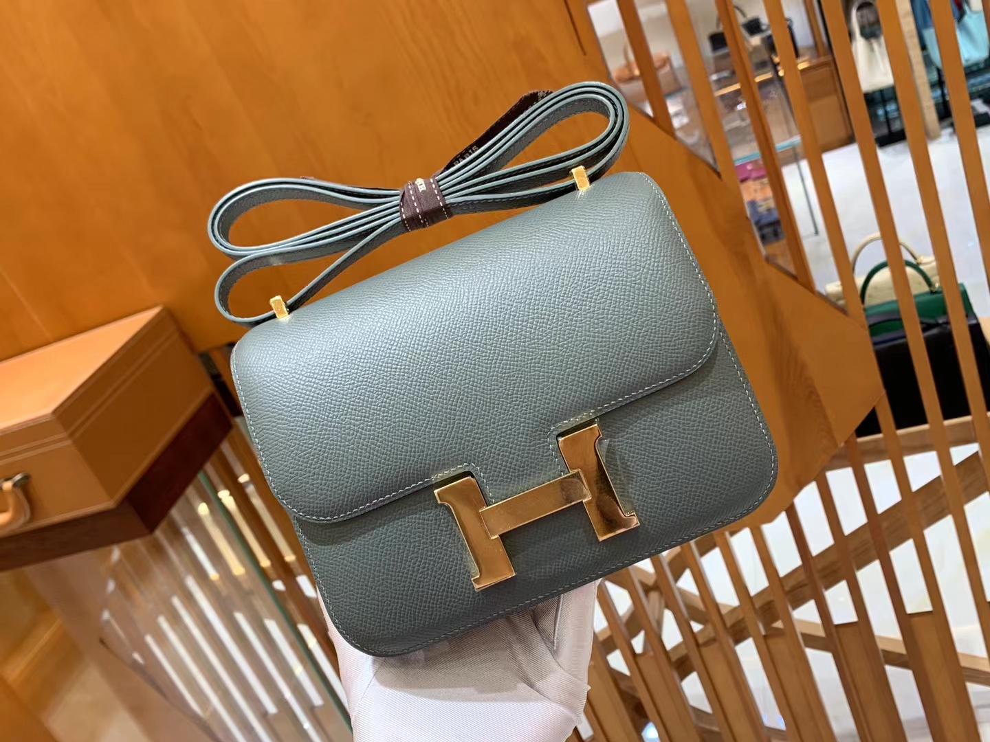 HERMES 爱马仕 Constance 康康 Epsom 63 Vert Amande杏绿色 19cm