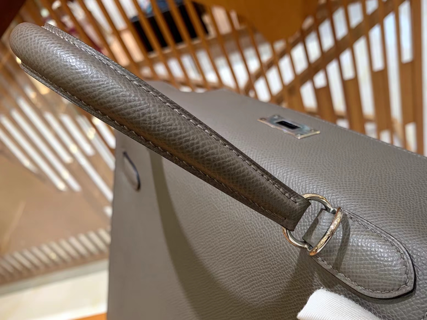 HERMES 爱马仕 kelly 28 Epsom 8F Etain 锡器灰