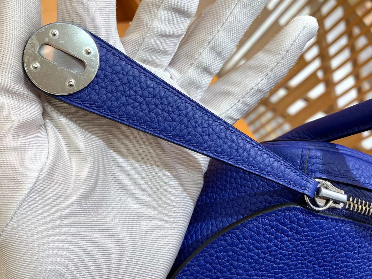 HERMES 爱马仕 Lindy 30cm 7T Bleu electrique电光蓝 进口TC大牛皮 银扣 进口蜜蜡线 全手工制作