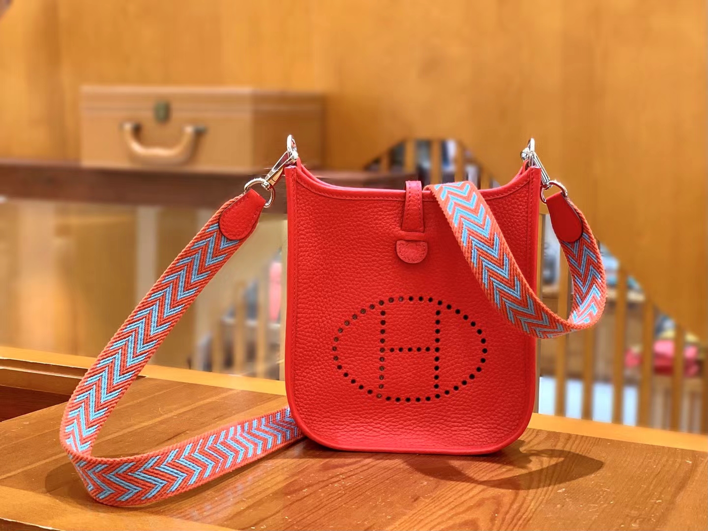 HERMES 爱马仕 伊芙琳17cm S3 爱心红 进口TC大牛皮 金扣 进口蜜蜡线 全手工制作