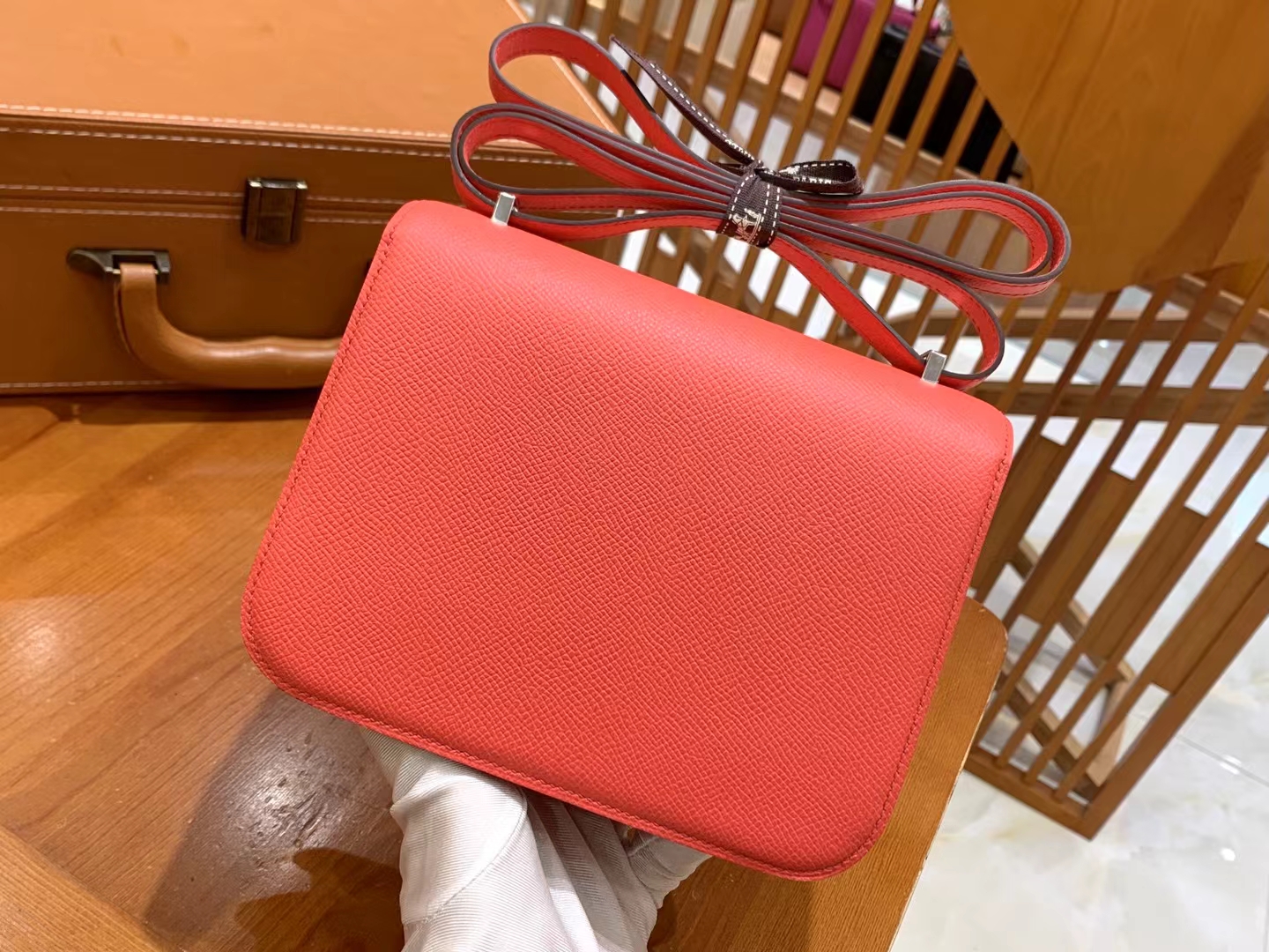 HERMES 爱马仕  Constance 康康 Epsom Q5 Rouge Casaque 德克萨斯粉 金扣 19cm
