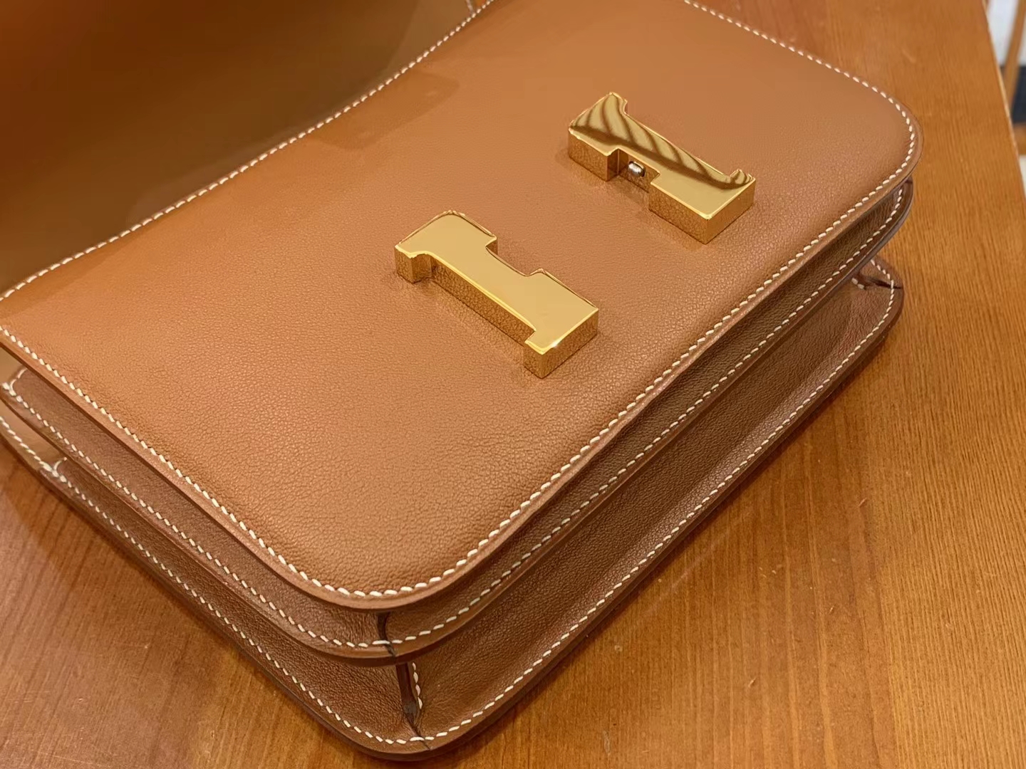 HERMES 爱马仕 Constance 康康 Epsom CK37 金棕色 金扣 19cm