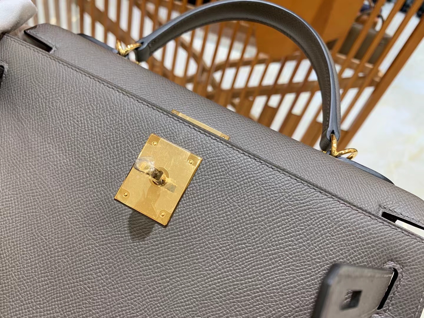 HERMES 爱马仕 kelly 28 Epsom 8F Etain 锡器灰