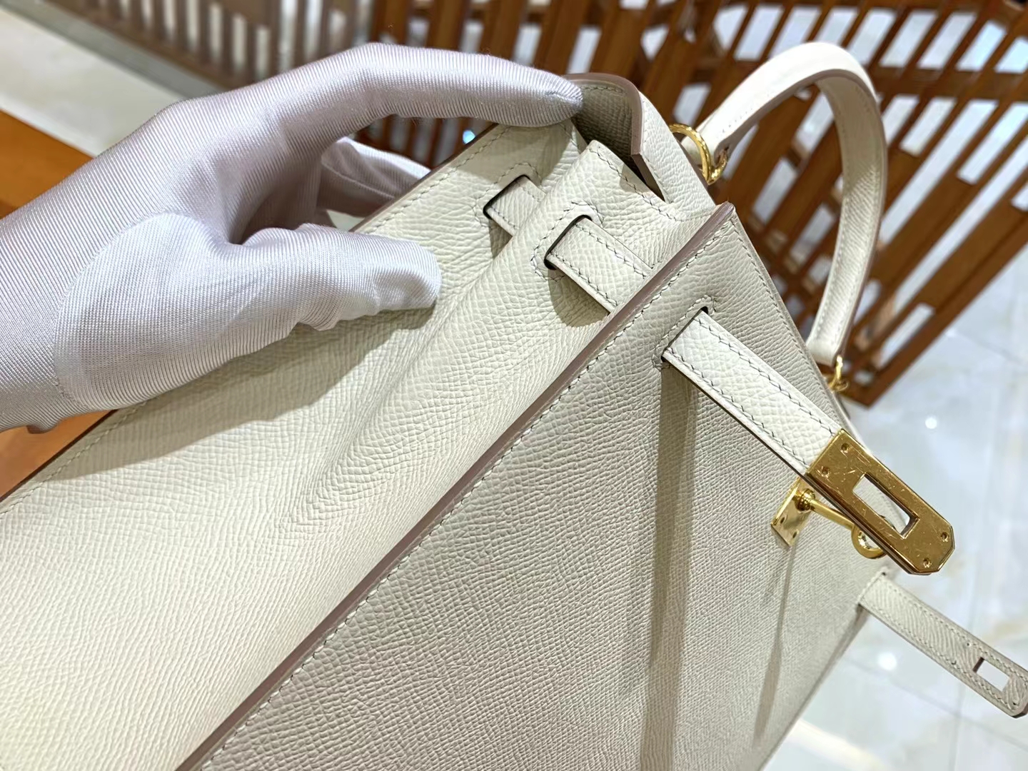HERMES 爱马仕 kelly 25 Epsom 10 奶昔白