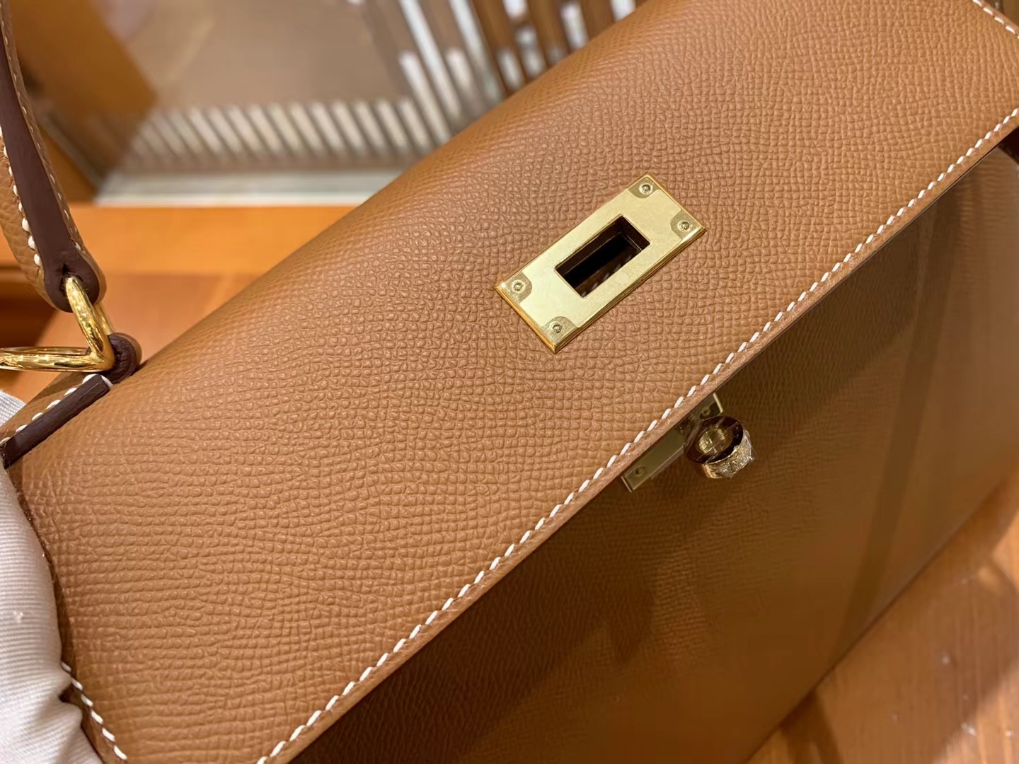 HERMES 爱马仕 kelly 28 Epsom CK37金棕色