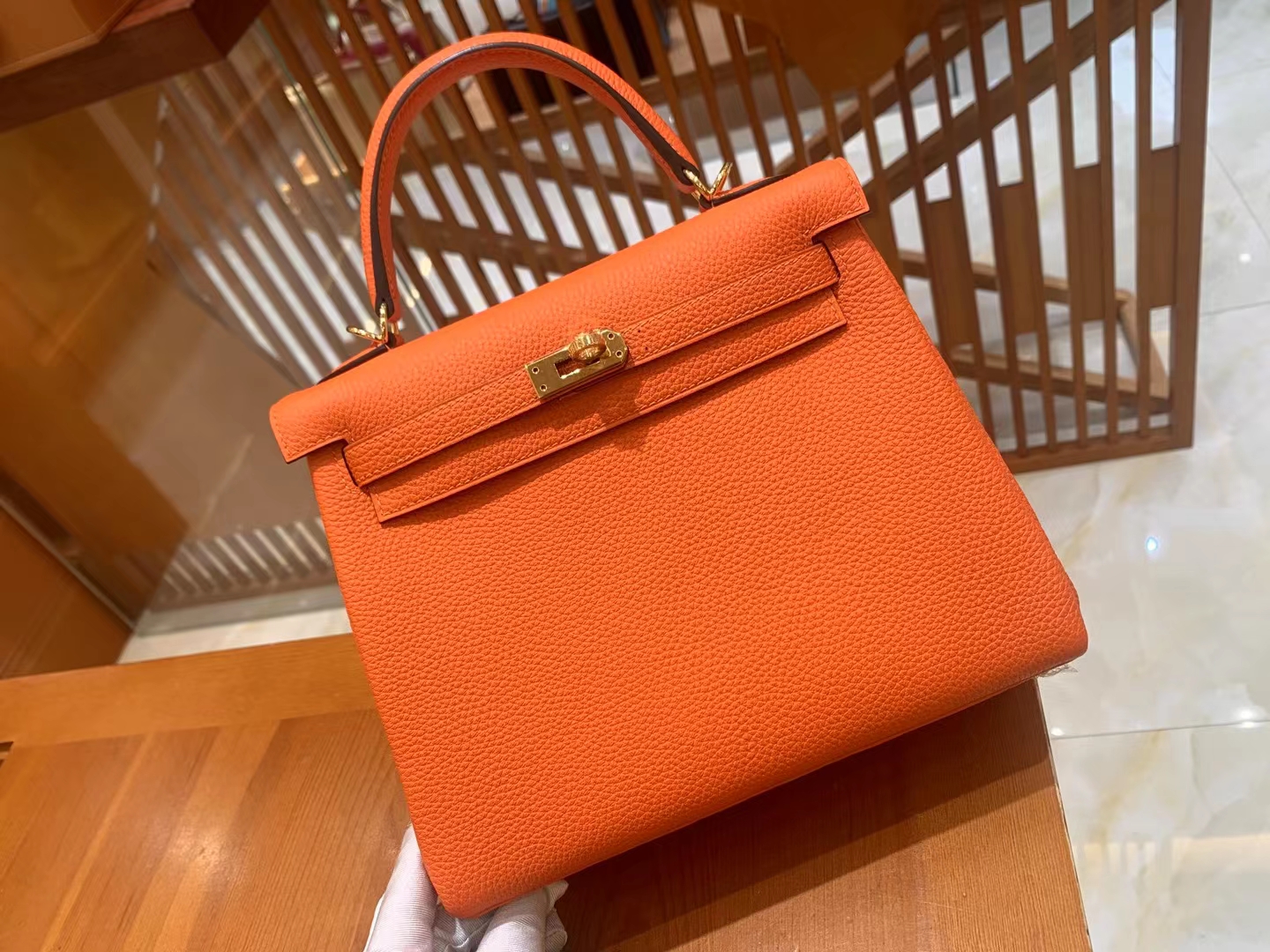 HERMES 爱马仕 kelly 25 Epsom 93 经典橙