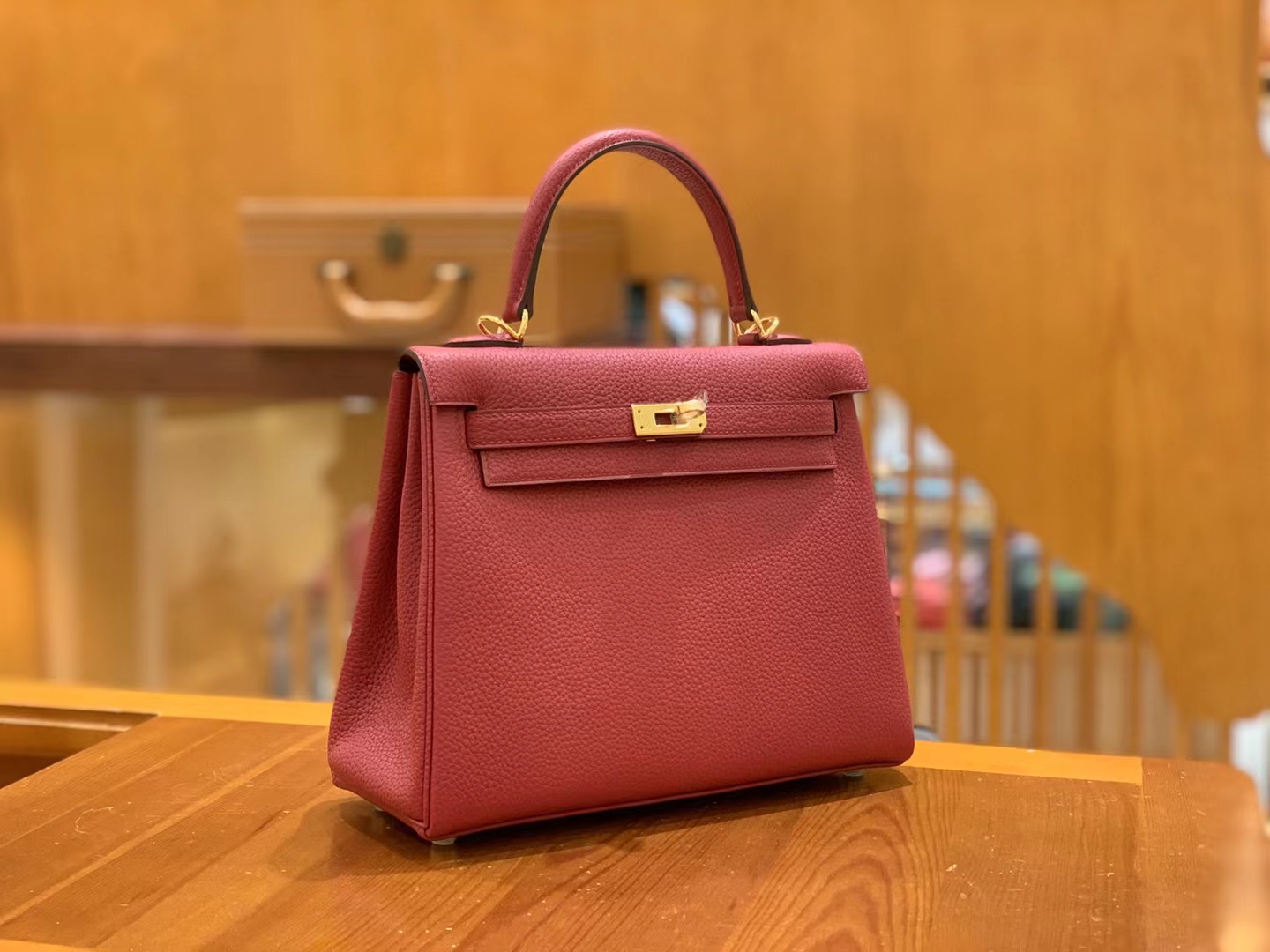 HERMES 爱马仕 kelly 25 Togo K1 Rouge Grenat 石榴红