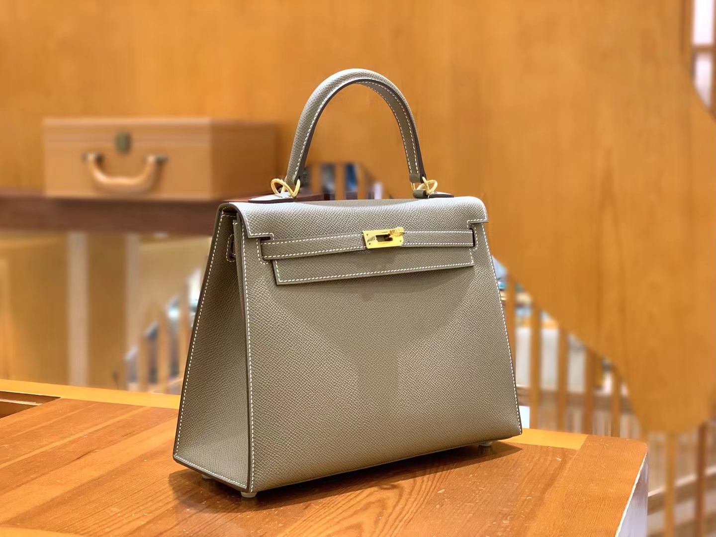 HERMES 爱马仕 kelly 25 Epsom 8C Gri Elephant 大象灰