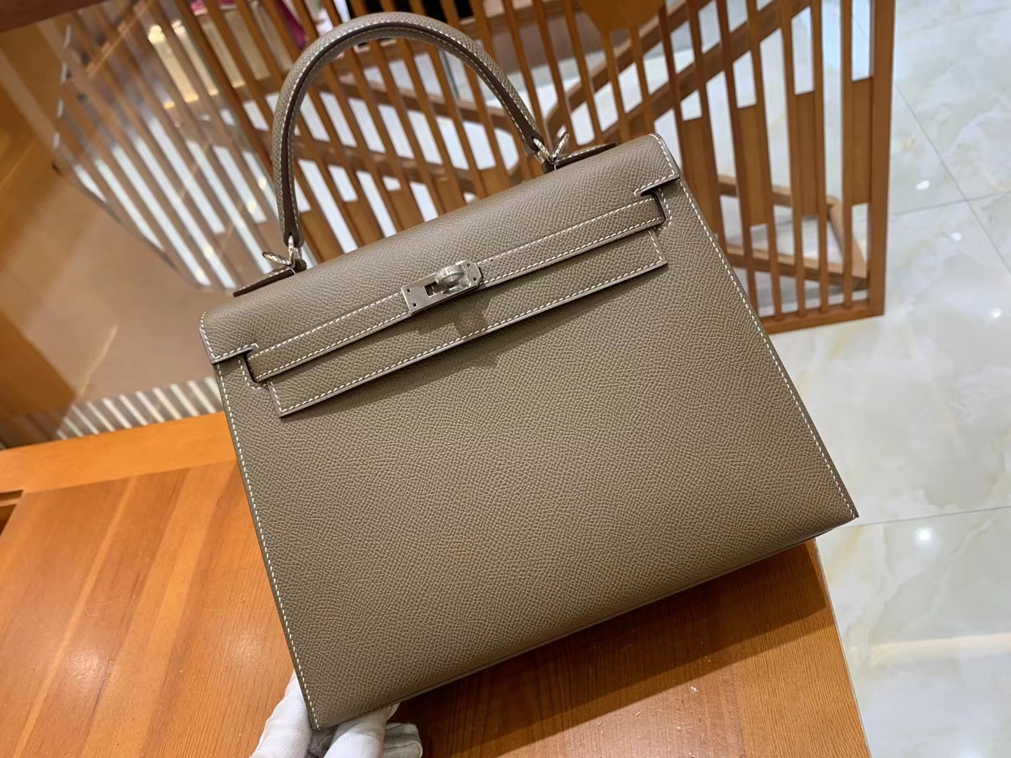 HERMES 爱马仕 kelly 25 Epsom 8C Gri Elephant 大象灰