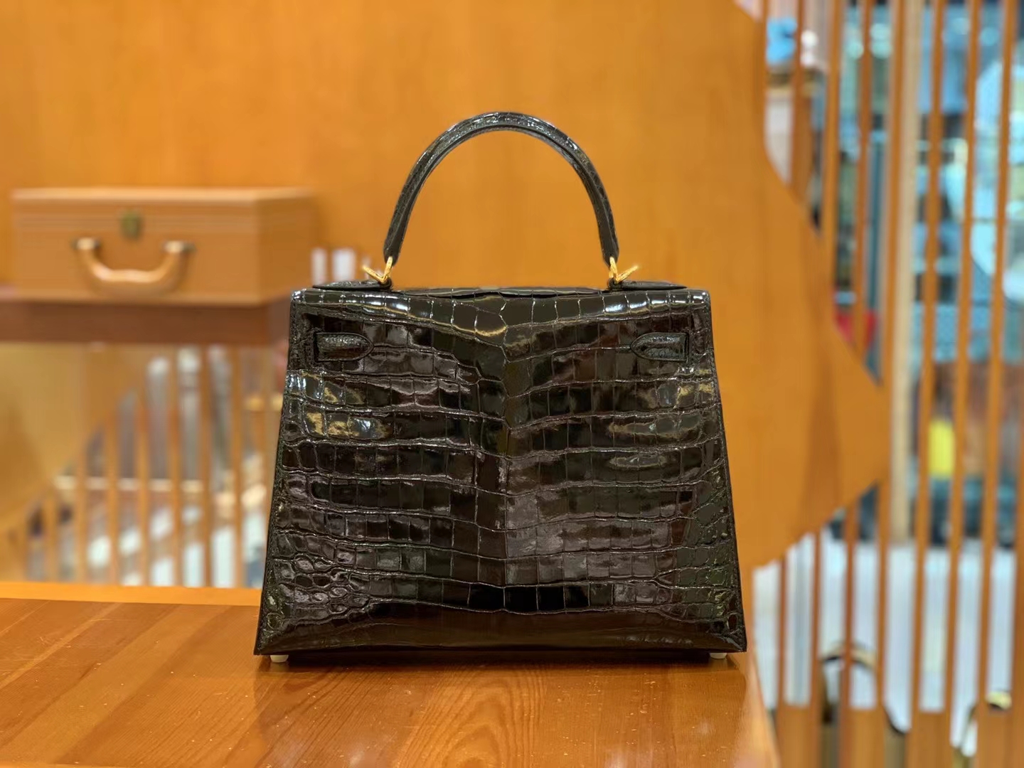 HERMES 爱马仕 Kelly 28cm CC89 Nior 经典黑 一级尼罗鳄鱼皮“••”进口蜜蜡线 全手工制作