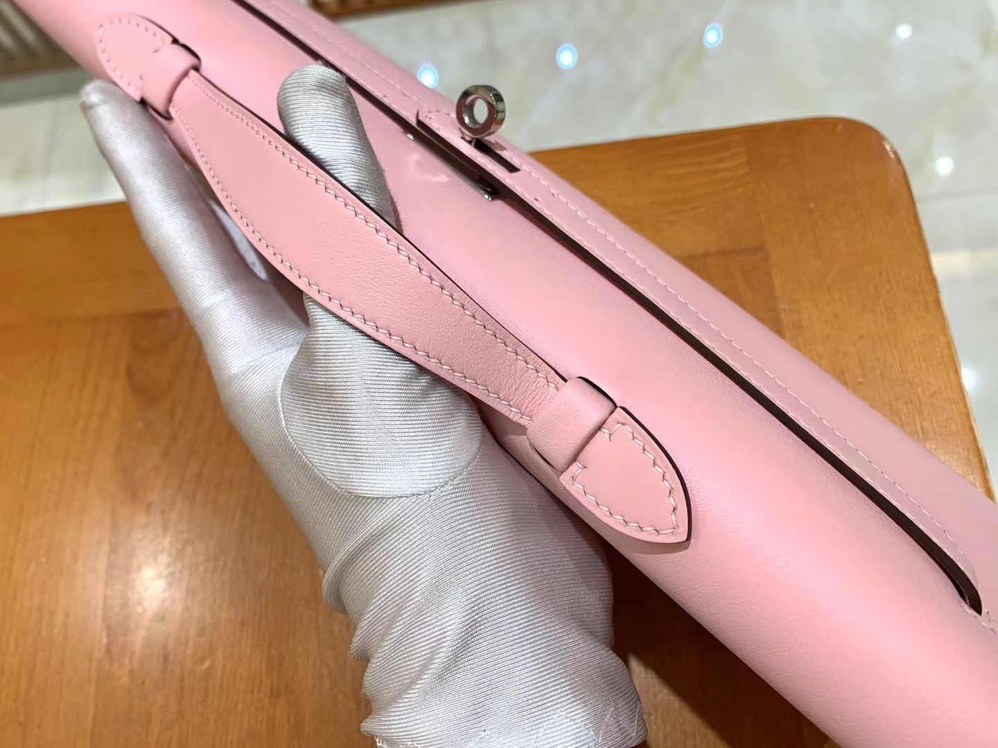 HERMES 爱马仕 Kelly cut 3Q粉 银扣 进口Swift皮 进口蜜蜡线 全手工制作