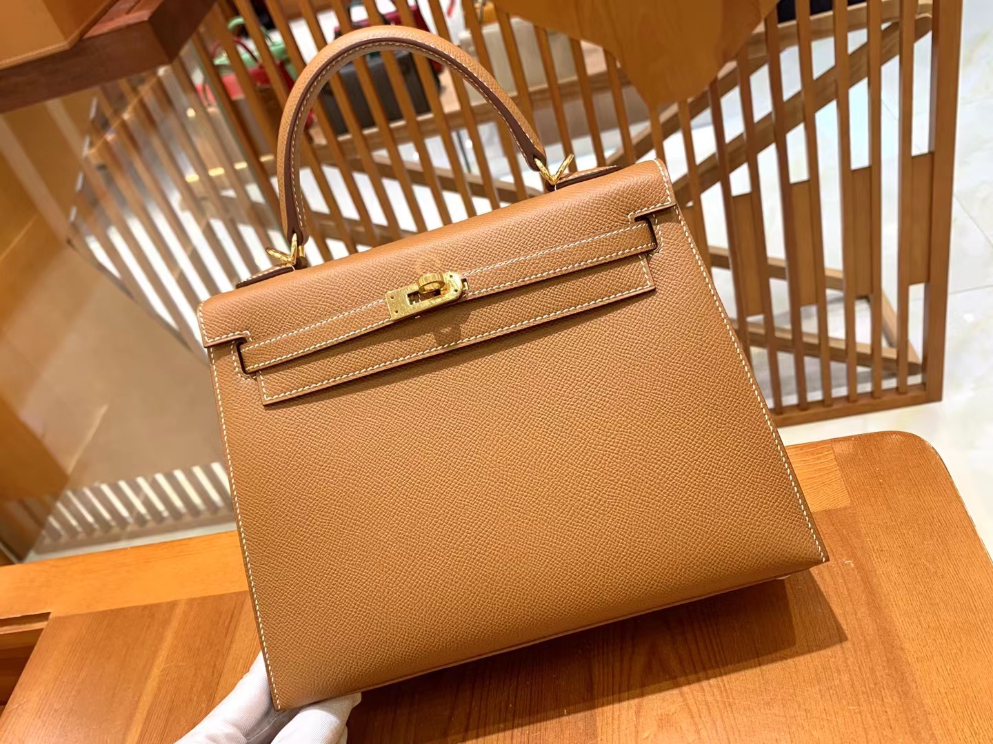 HERMES 爱马仕 kelly 25 Epsom CK37 金棕色