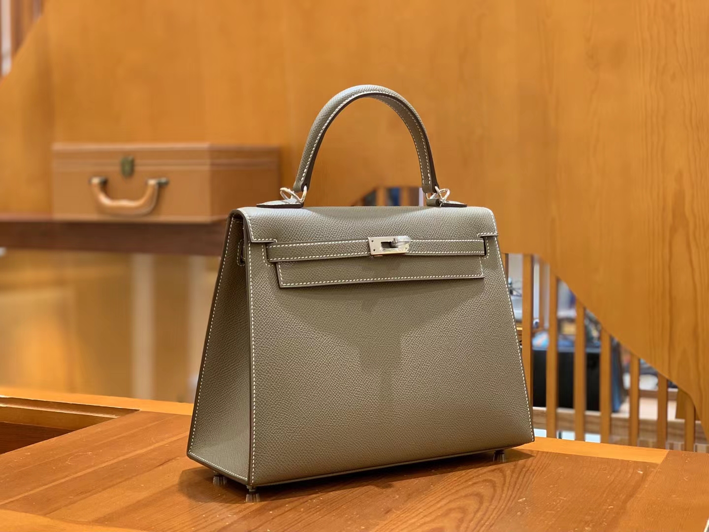 HERMES 爱马仕 kelly 25 Epsom 8C Gri Elephant 大象灰