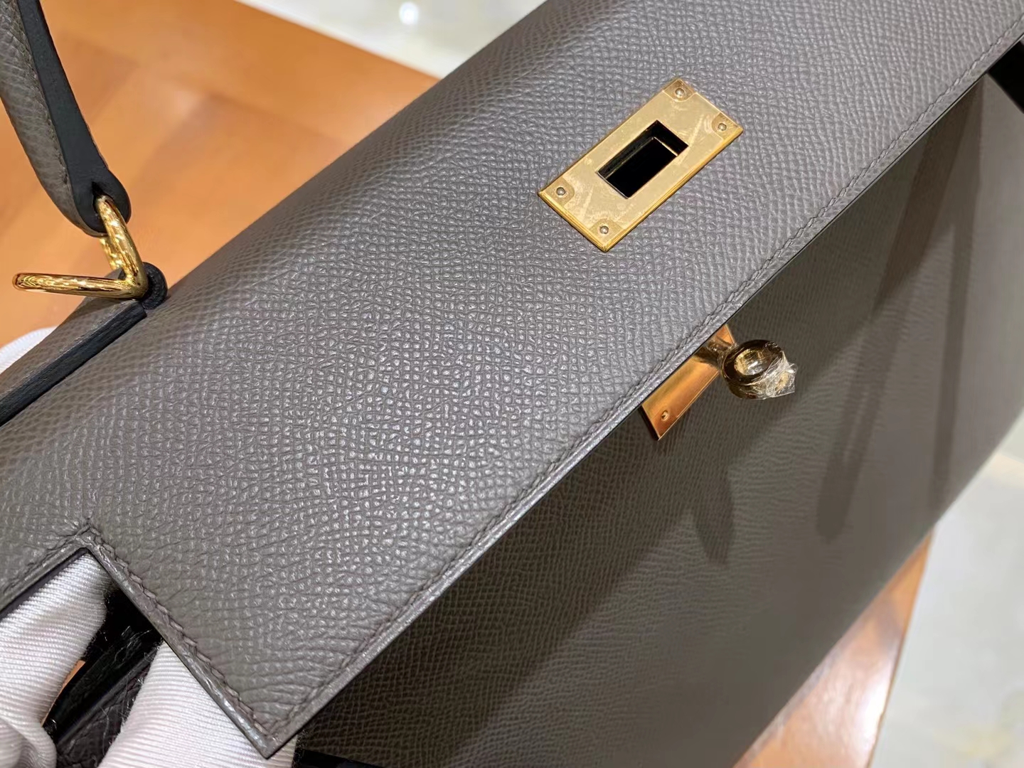 HERMES 爱马仕 kelly 28 Epsom 8F Etain 锡器灰