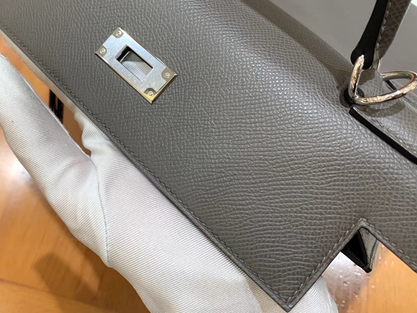HERMES 爱马仕 kelly 28 Epsom 8F Etain 锡器灰