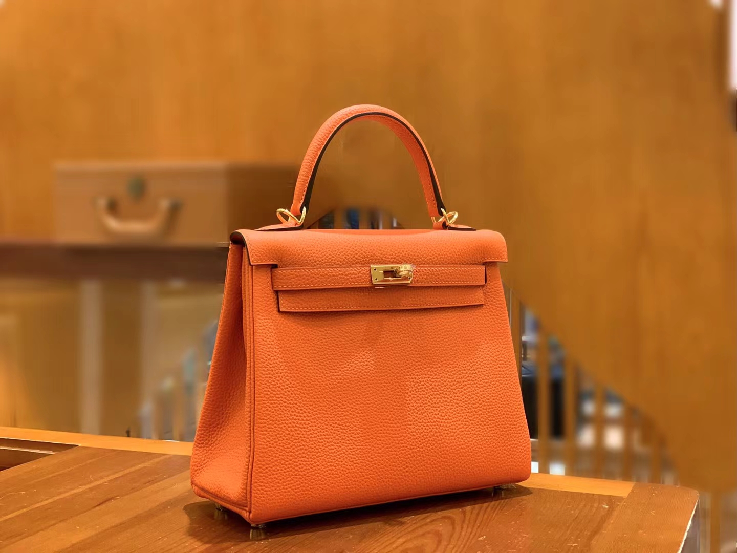 HERMES 爱马仕 kelly 25 Epsom 93 经典橙
